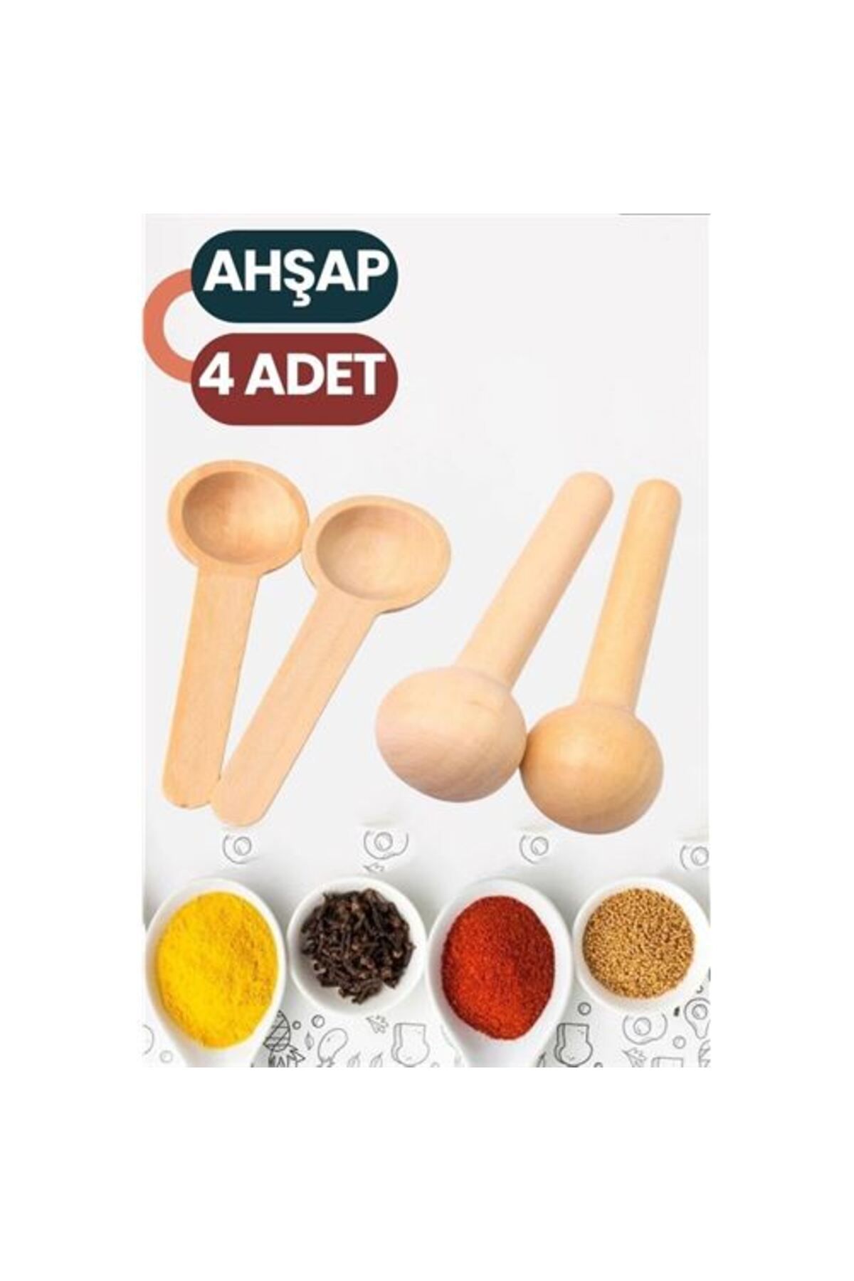 ENGSTORE ModaCar Baharat Kaşığı 7 cm Mini Doğal Ahşap El Yapımı