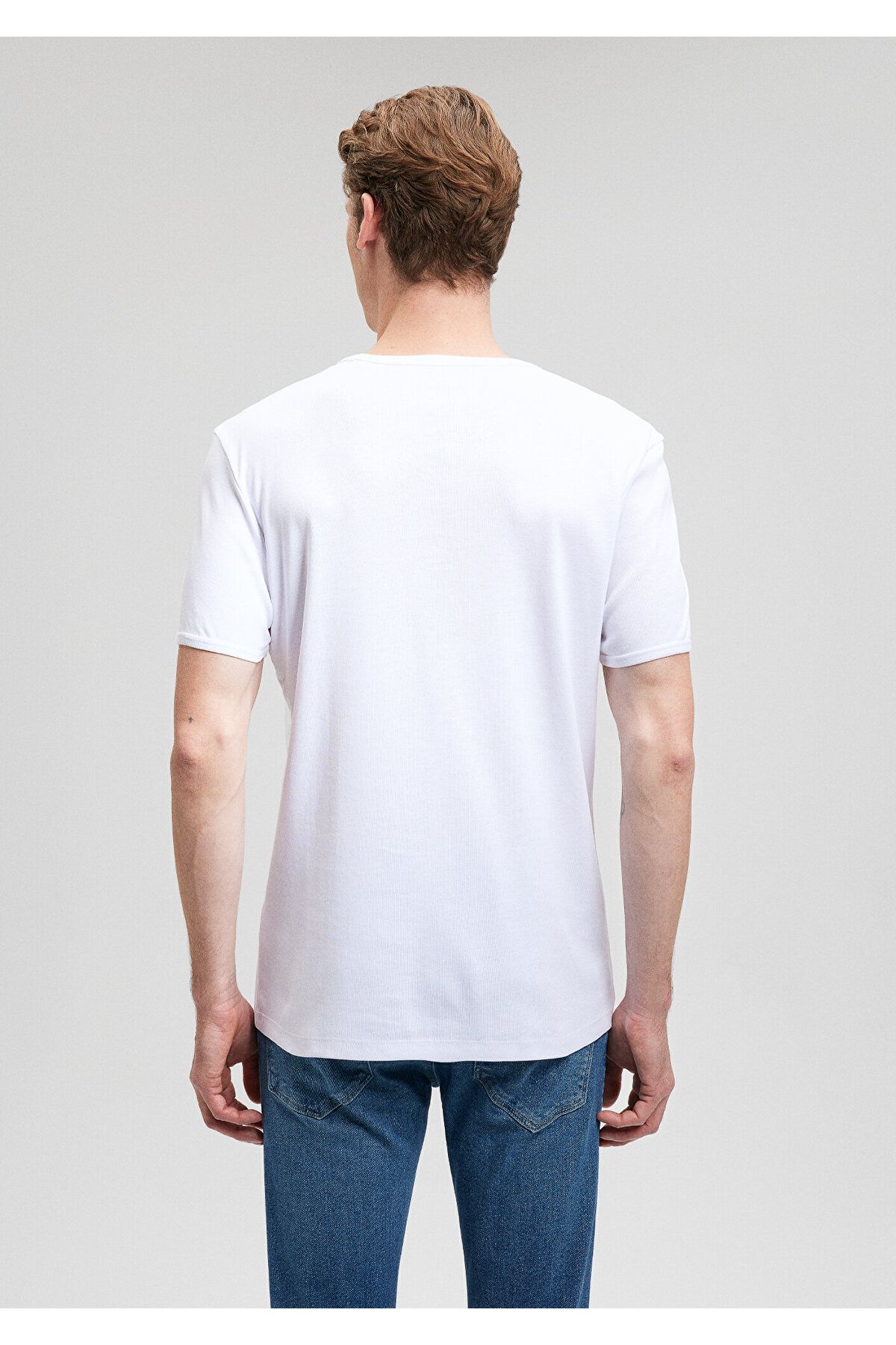 Mavi-Weißes, figurbetontes T-Shirt mit Rippenmuster - 063747 -620 4