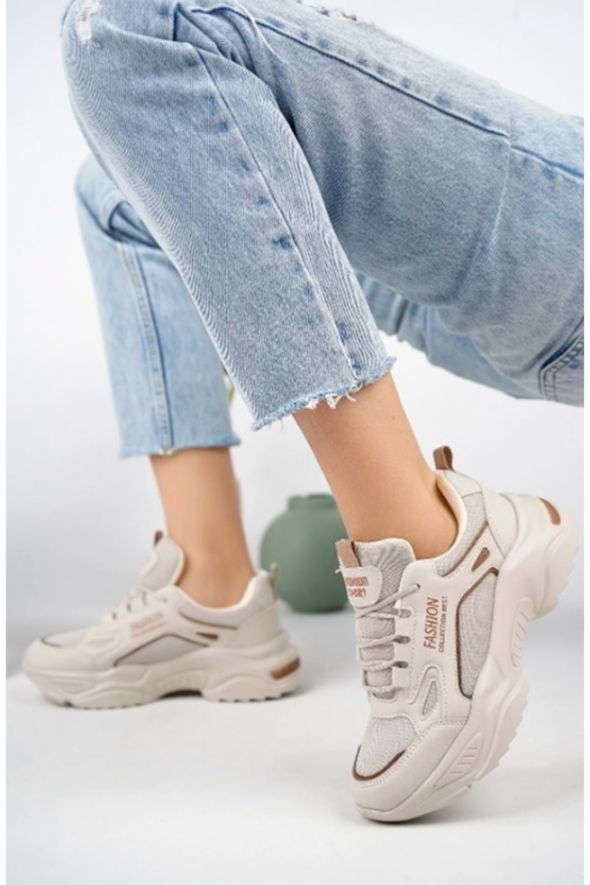 Lambırlent 9671 Sneaker Unisex Spor Ayakkabı BEJ — بژ VSK-AST05403