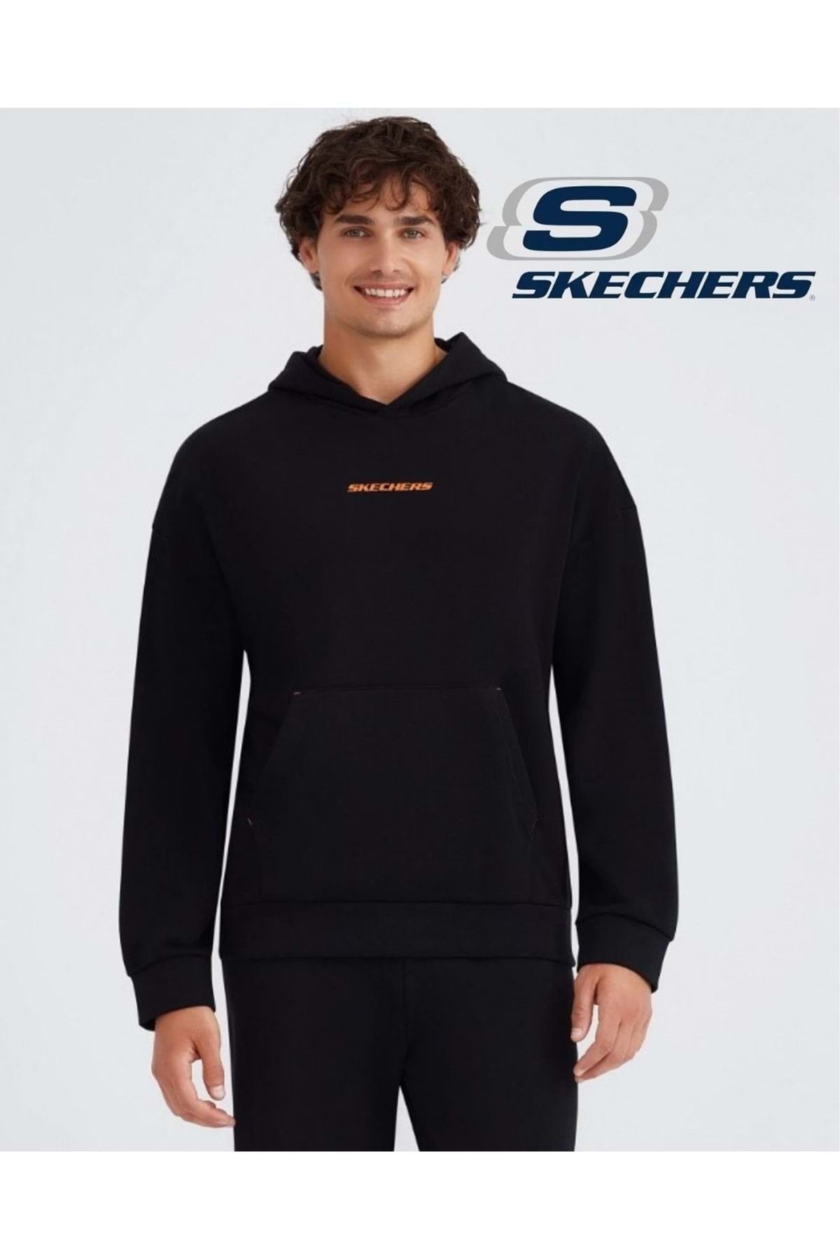 سویشرت SKECHERS M Essential Hoodie S232438 سویشرت مردانه کلاهدار مشکی