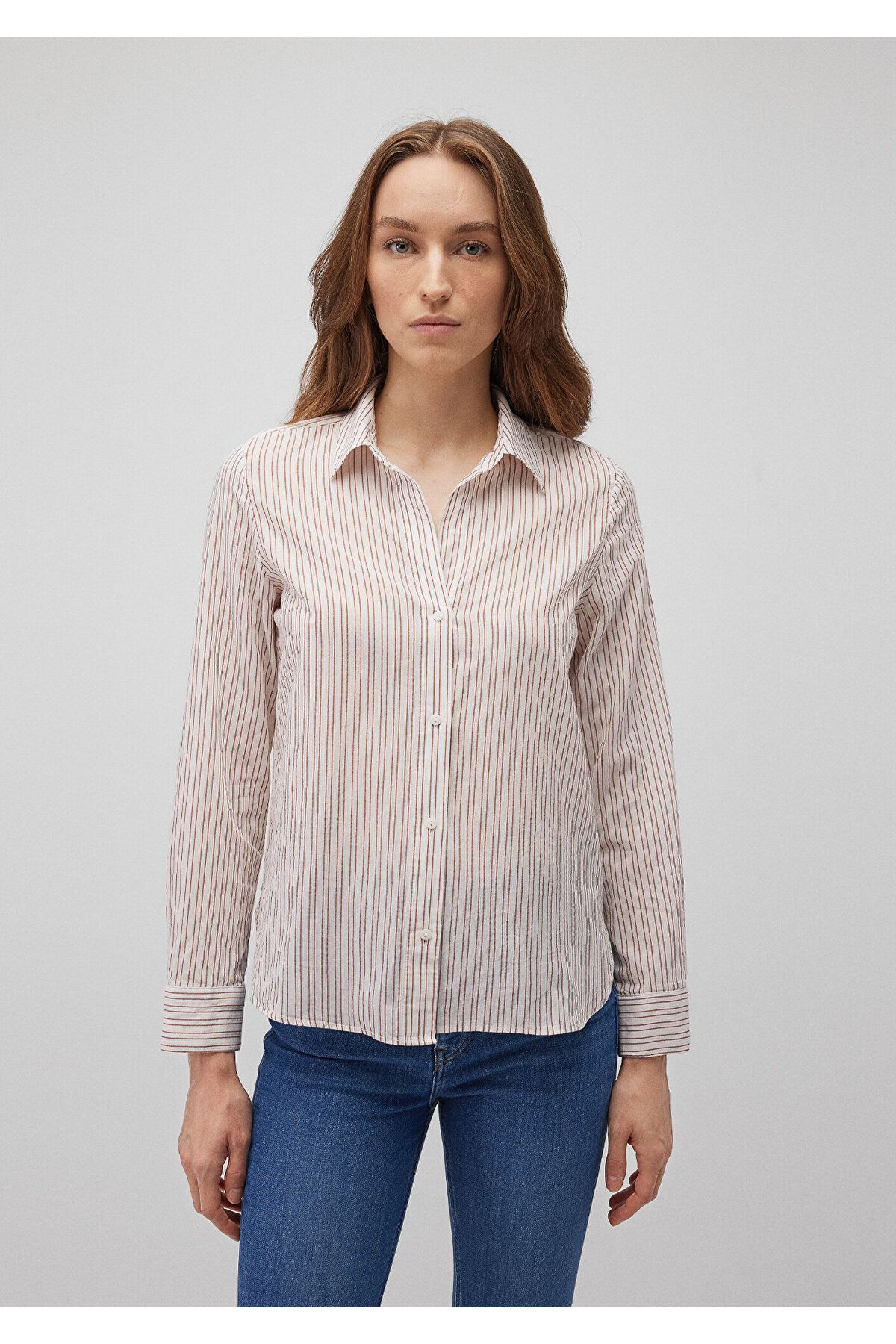 Mavi-Beige Striped Regular Fit Shirt - 1210846 -87983 3