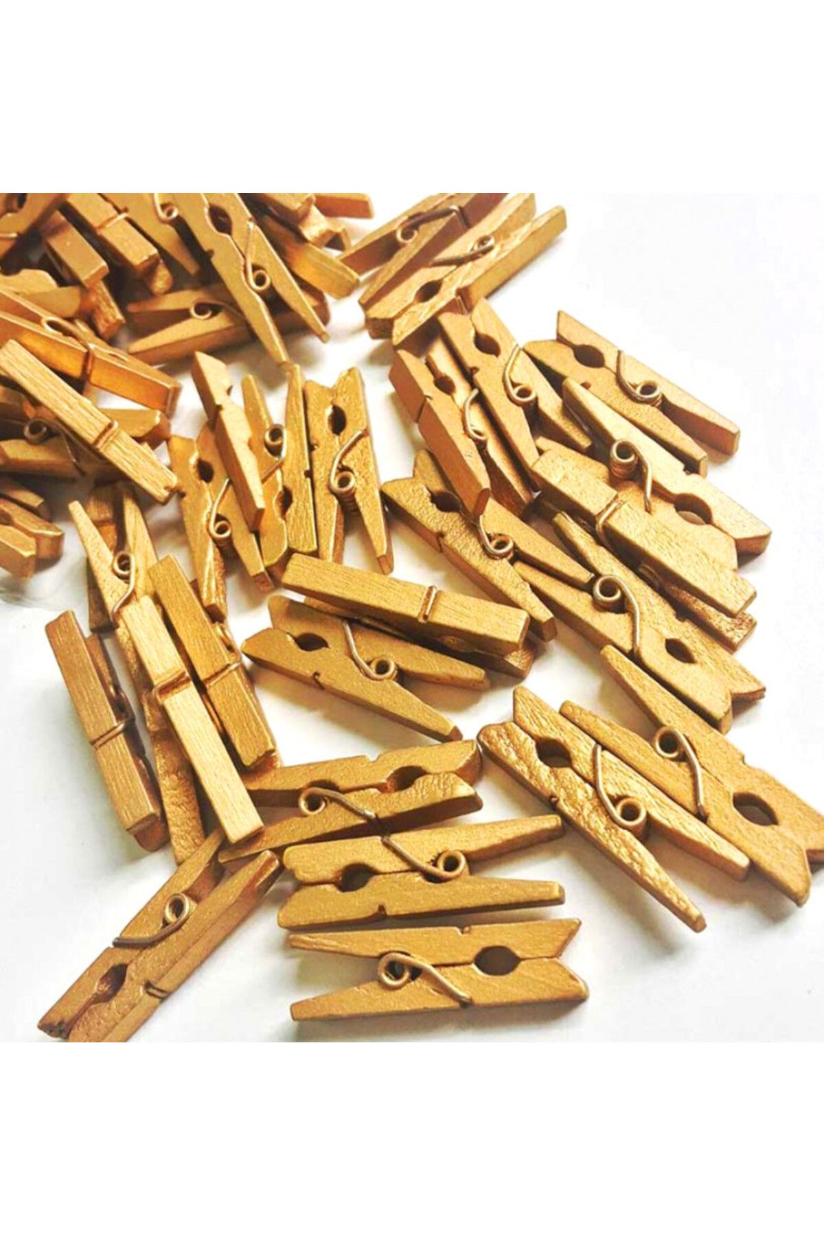 görkemli gül-100 Pieces Gold Wooden Photo Album Pegs 2.5cm (Pack of 10-1000 Pieces) 1