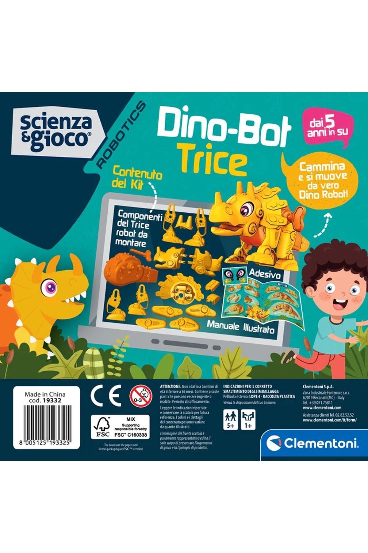 Clementoni Puzzle-75074 Robotics Laboratory - Dinobot Triceratops +5 years 5