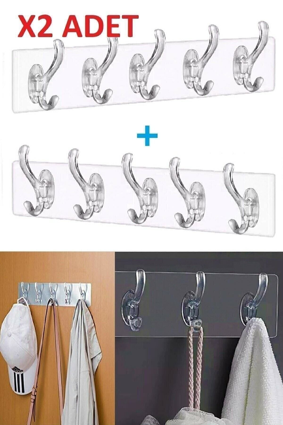 Filkete 2 Raft Autoadeziv, Puternic, Transparent, Din 5 Bucăți Pentru Umerase - În Spatele Ușii, Perete De Bucătărie, Baie - One Size