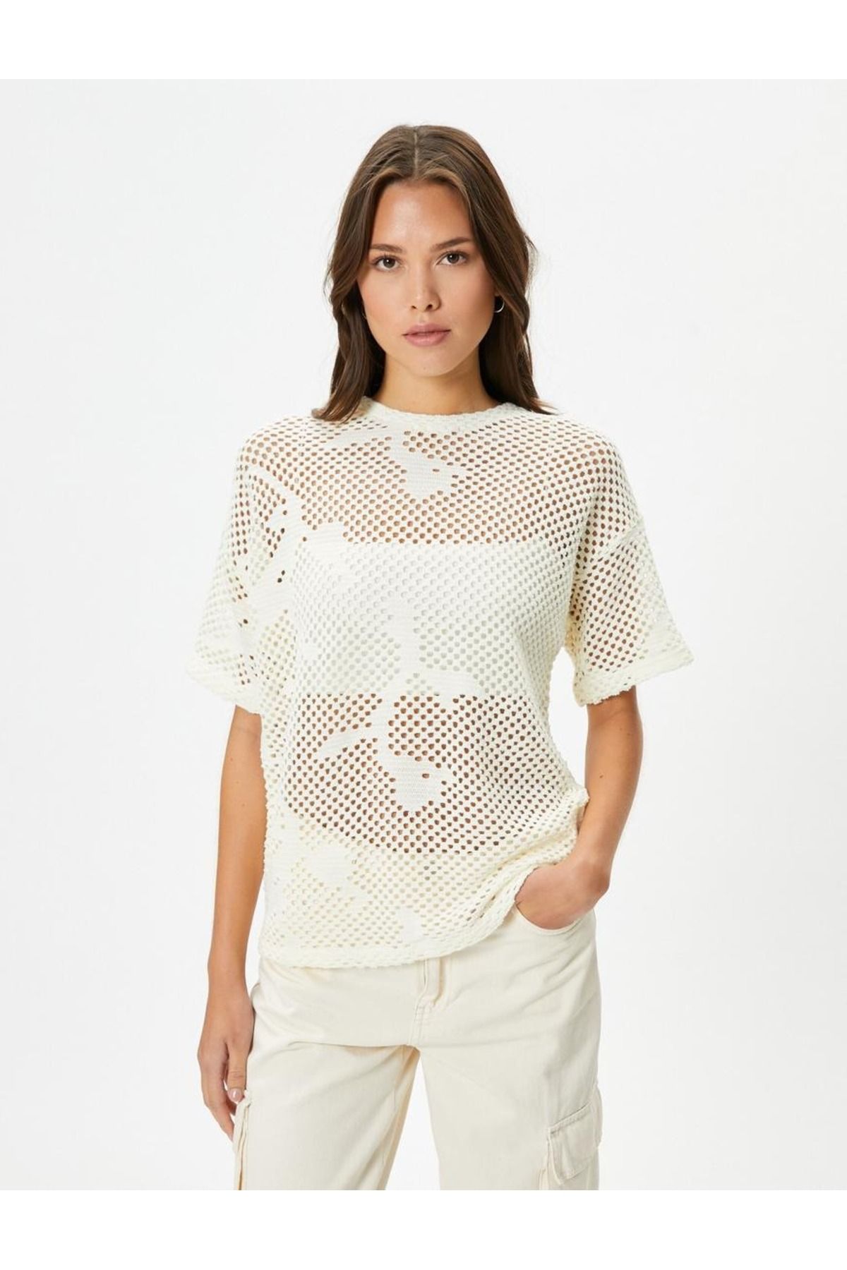 سویشرت زنانه سفید کوتونKoton | SS0000000037244 اورجینال - تصویر 3