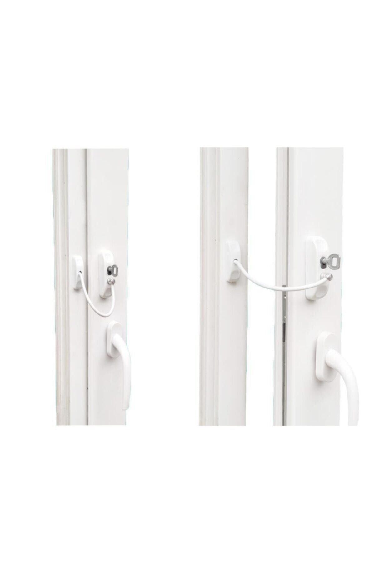 EVMODU 10 Adet Çelik Halatlı Pvc Kapı Pencere Emniyet Kilidi - Beyaz