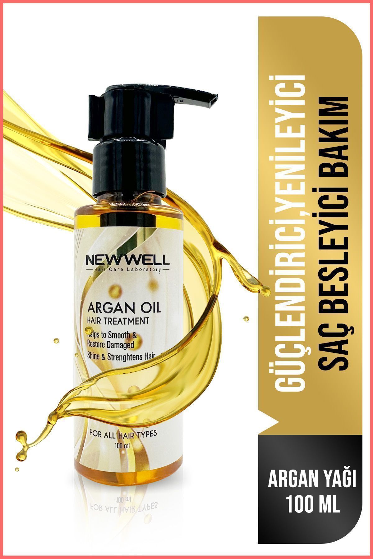 روغن مو حجم دهنده، مغذی و ترمیم کننده عصاره آرگان 100 میلی لیتر New Well