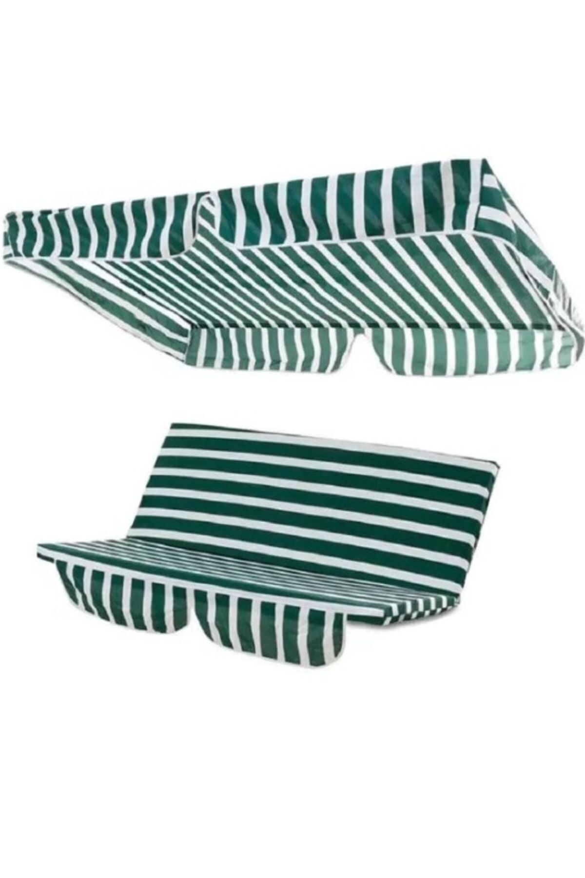Garden Swing Cushion Cover Set Canopy Green-White 130 X 45