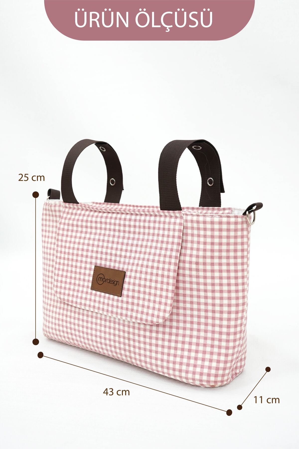 mordesign Bebek Arabası Organizer Çanta, Omuz Akılı , Anne Bebek Bakım Çantası, Su Geçirmez, Gingham Serisi fotoğrafı 6 (önizleme)