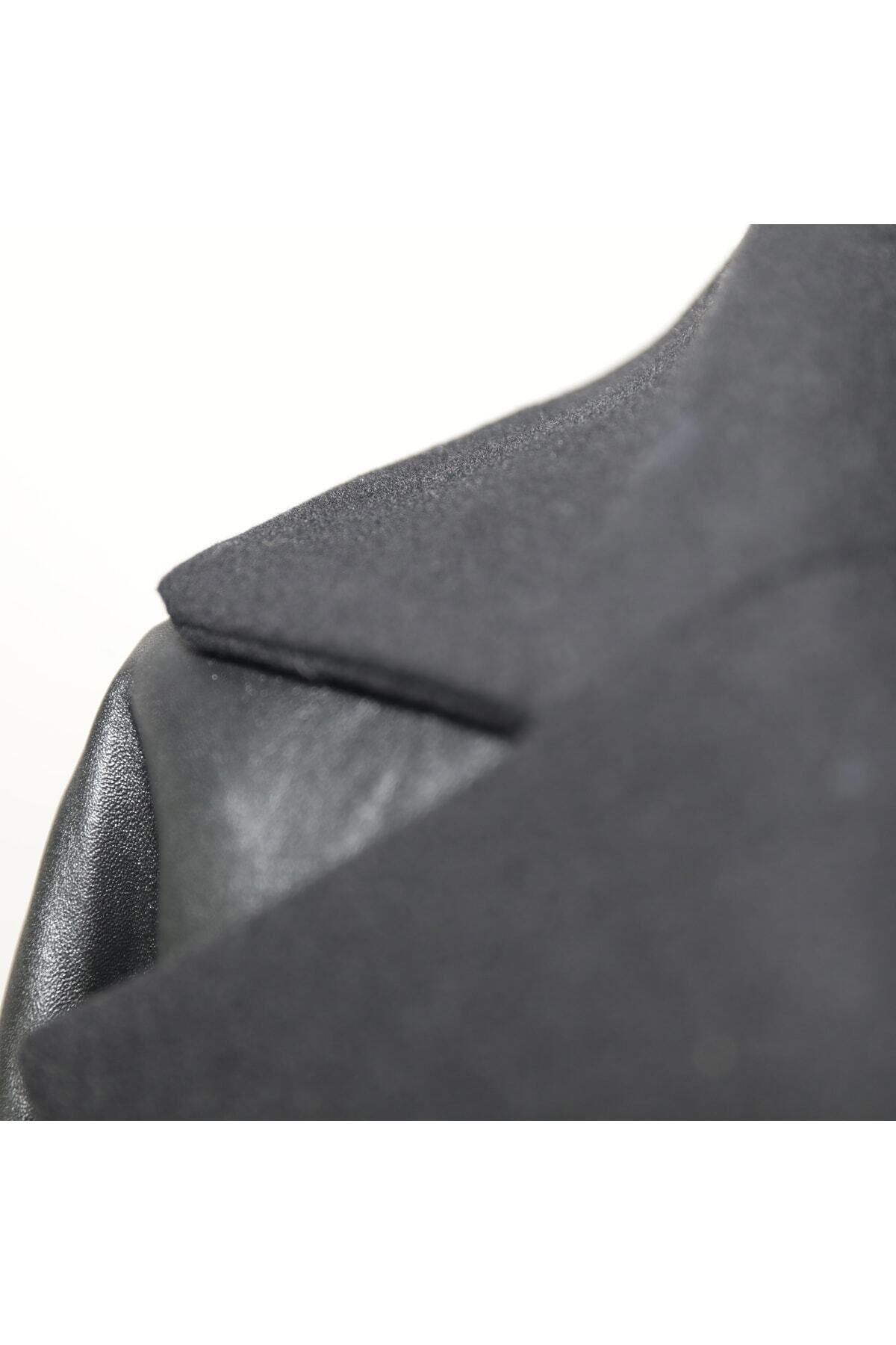 DOGGİ  Bayan Kışlık Kaşmir Palto, Uzun Siyah Yün Kaban, Bayan Kışlık Deri Palto, Kadın Kışlık Kaşmir Mont - Görsel 7