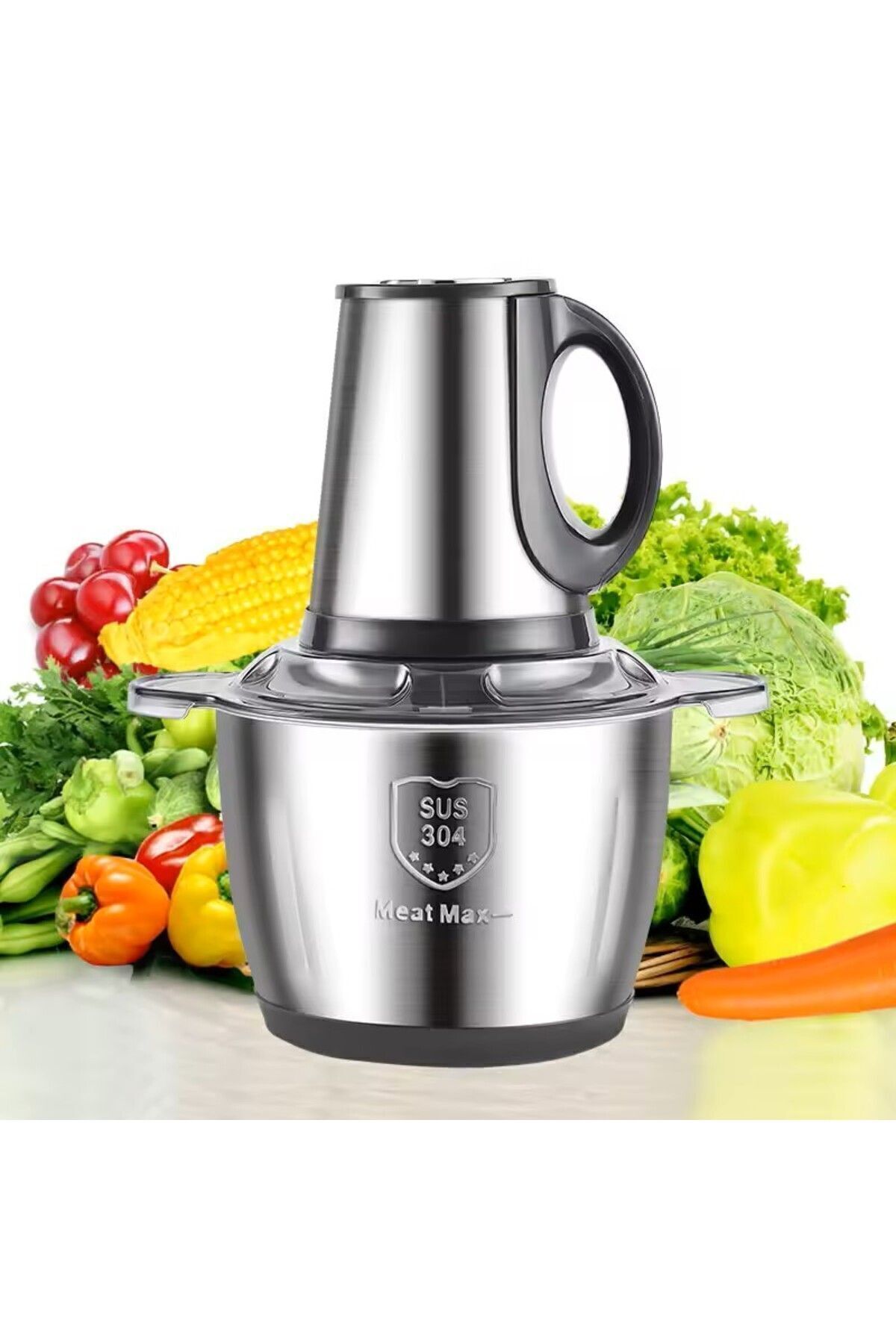 helinaria Elektrikli Paslanmaz Çelik Kollu 3 Litre Et Kıyma Makinesi Sebze Meyve Doğrayıcı Rondo Blendır