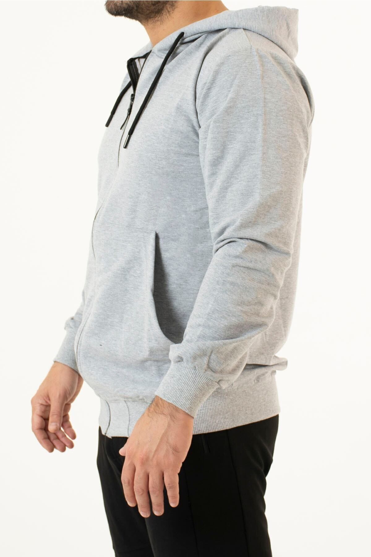 Supremacy-Men's Gray Basic Up Regular Tracksuit Top 4