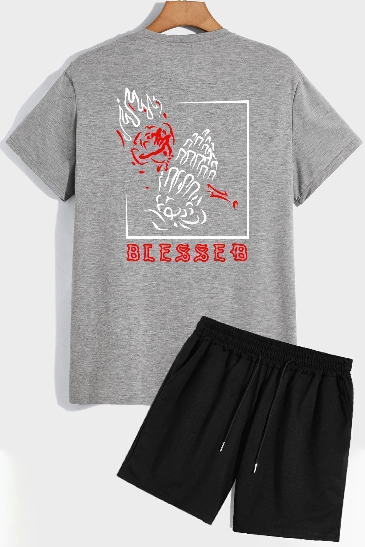trendypassion Zestaw Dresowy Z Krótkimi Spodenkami I Nadrukiem Na Plecach Unisex - 42