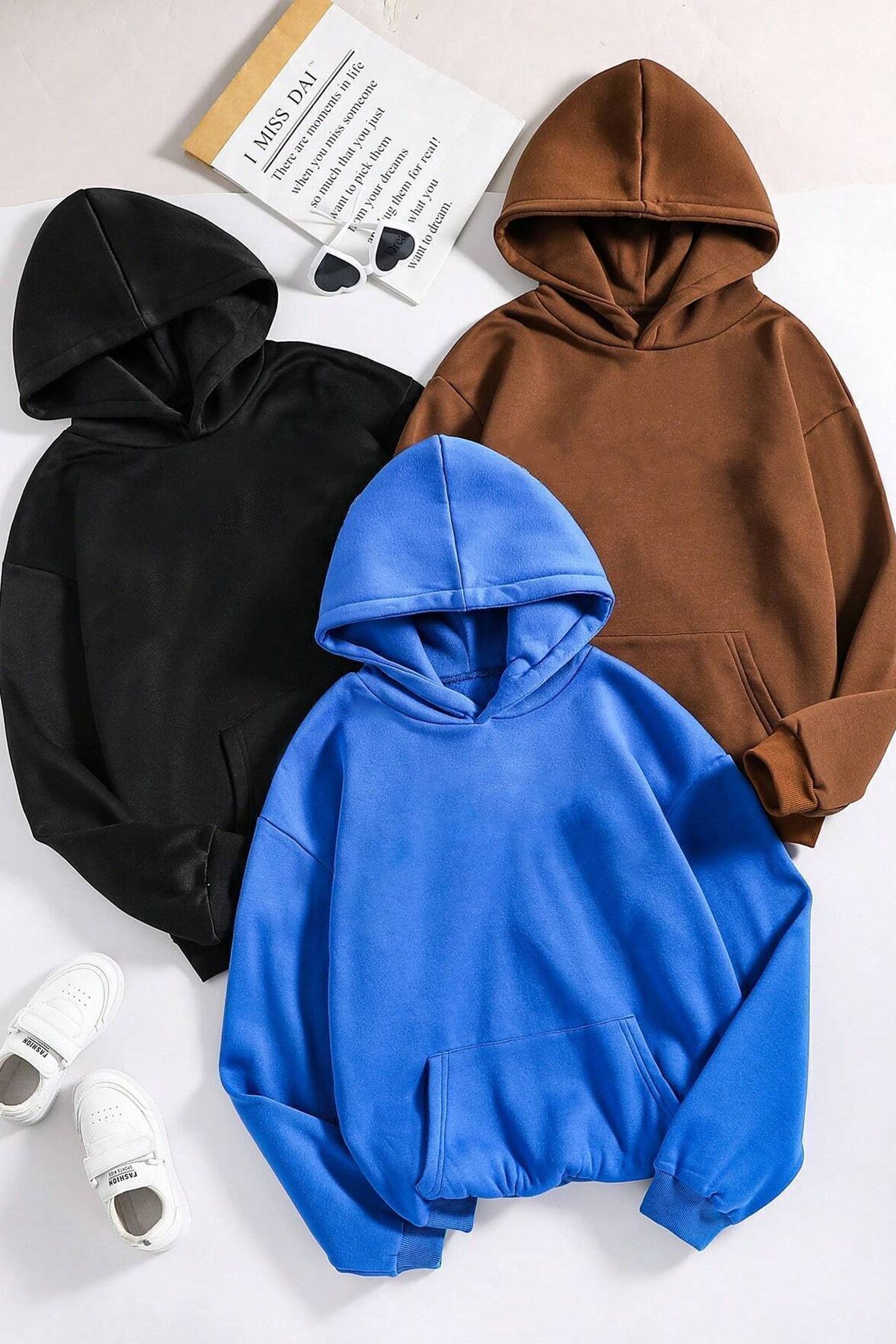 uyguntarz Bluza Typu Oversize Z Kapturem, Unisex, 3 Cale, Bez Nadruku Unisex - S/M