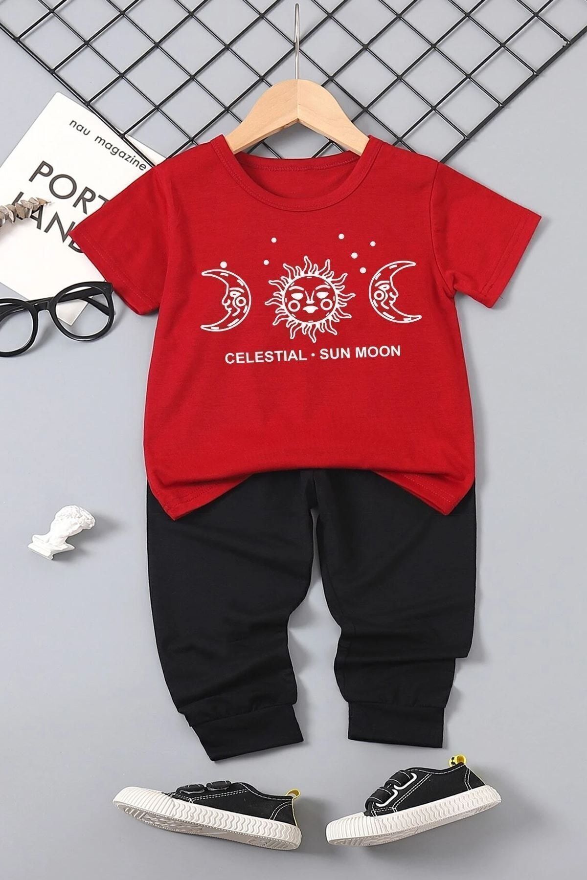 uyguntarz Letni Dziecięcy Sun Moon Bottom - Top Dresowy Zestaw Unisex - 11