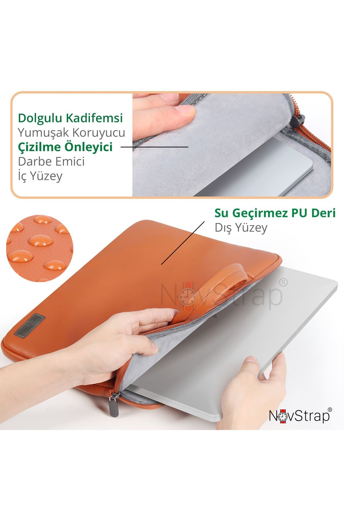 NovStrap-Pu Leather Bag Case Compatible with Apple MacBook Air 15 Inch M2 M3 M4 Chip A2941 A3114 A3241 5