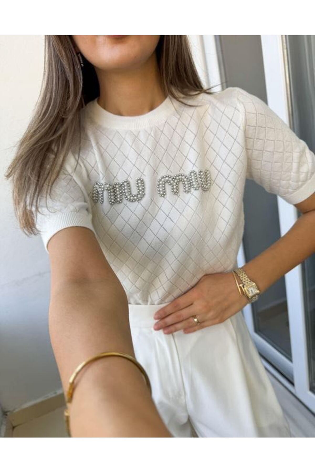 Abalı New Season Knitwear Stone Detailed Blouse