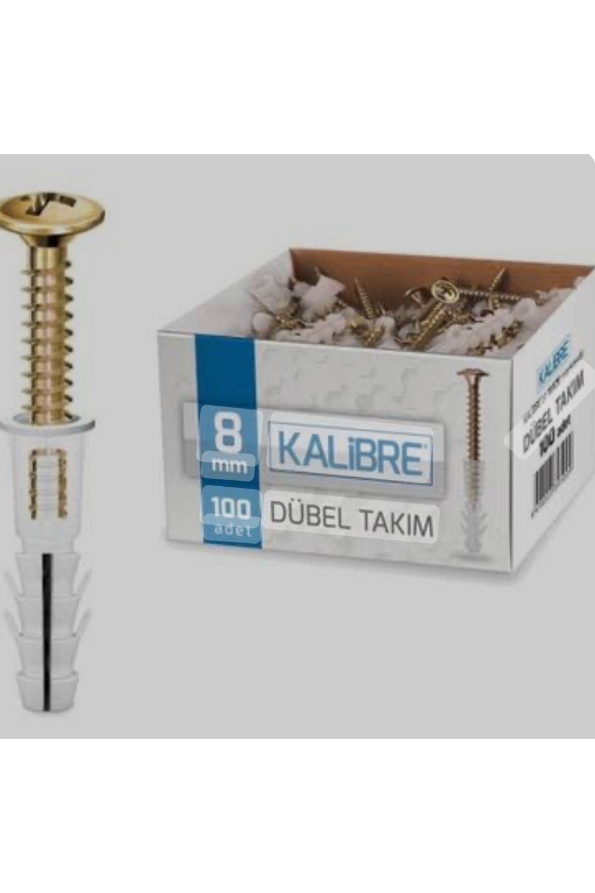 MADE 8 MM KALİBRE DÜBEL TAKIMI 100  ADET  KUTULU VİDA VE DÜBELLİ 1 KUTU GÖNDERİLİR
