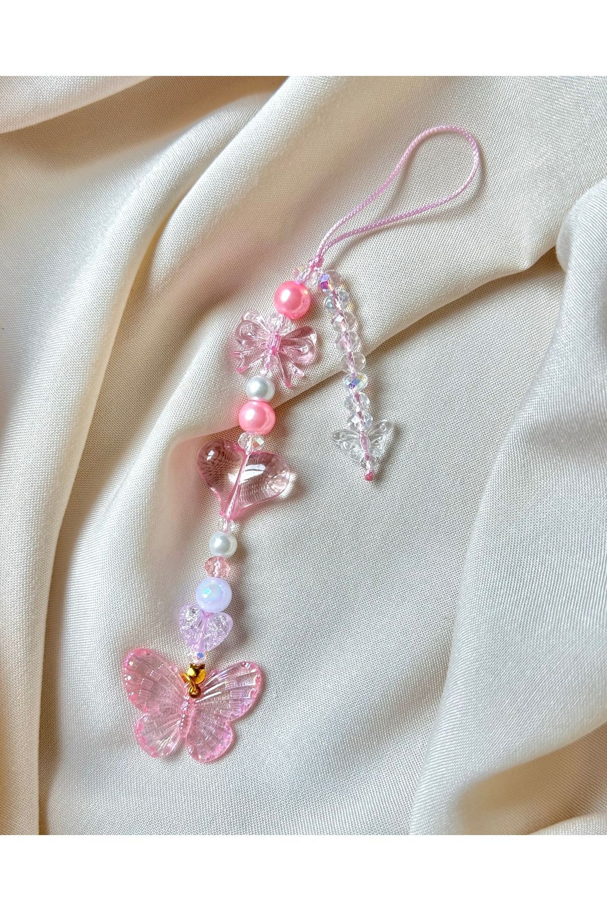 MİRAZ TASARIM MİRAZTASARIM FİYONK/KALP/KELEBEK BONCUKLU TELEFON CHARMI TELEFON