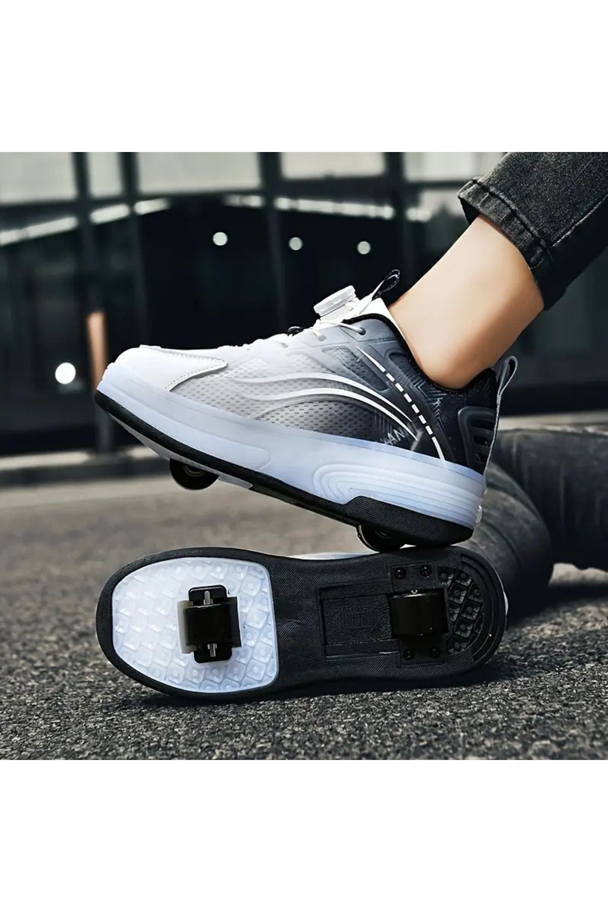 Yasee Unisex Skateboard Ayakkabı Şarj Edilebilir Led Işıklı kapanabilir tekerlek