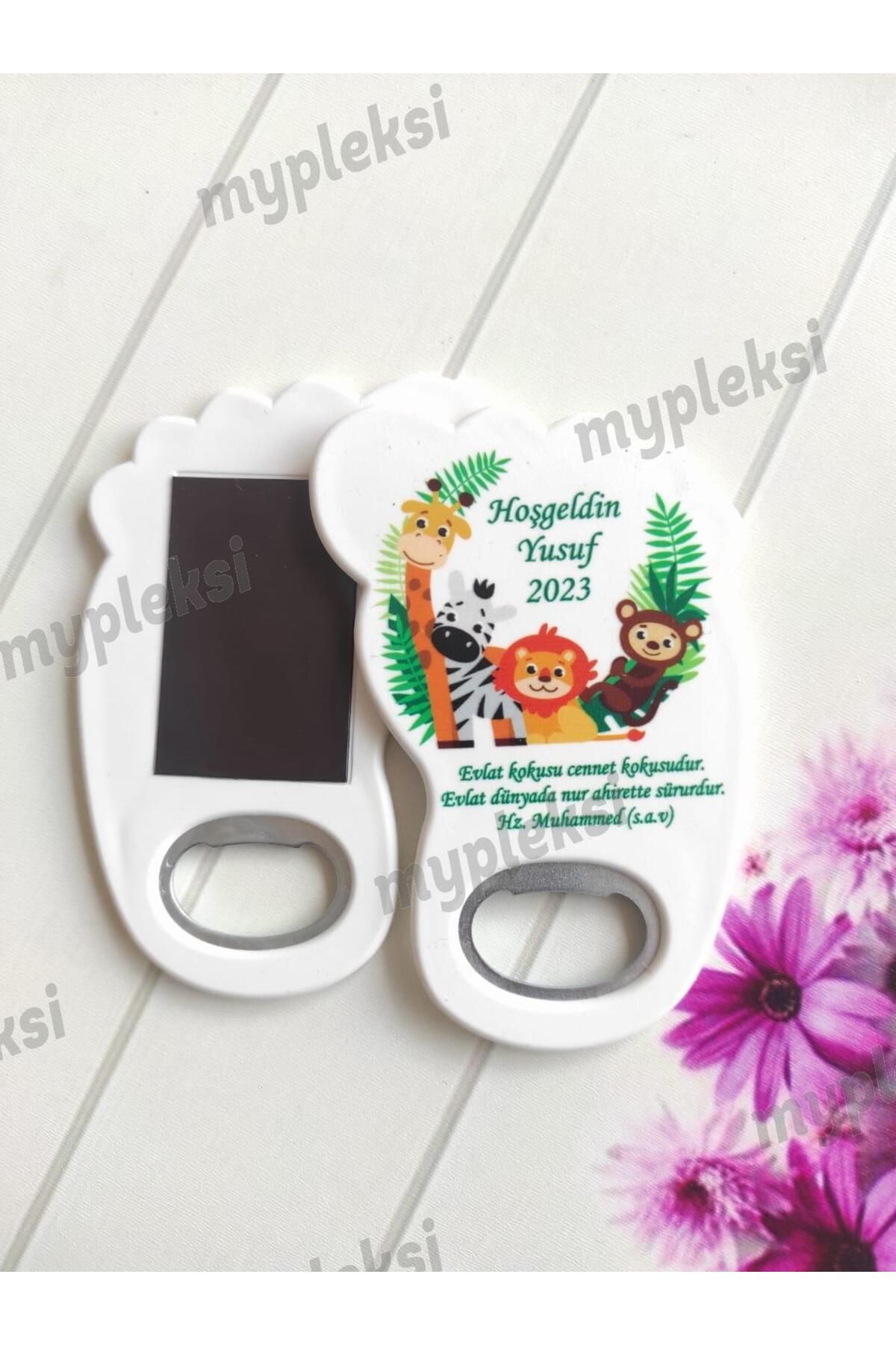 mypleksi İsme Özel Bebek Ayağı Açacak Magnet-Safari  Doğum Günü Magneti - 10 Adet fotoğrafı 3 (önizleme)