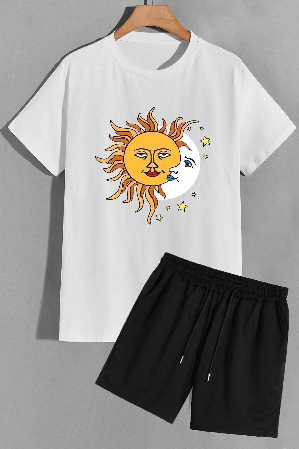 trendypassion Zestaw Dresowy Z Krótkimi Spodenkami I Koszulkami Z Motywem Wszechświata Unisex - 36