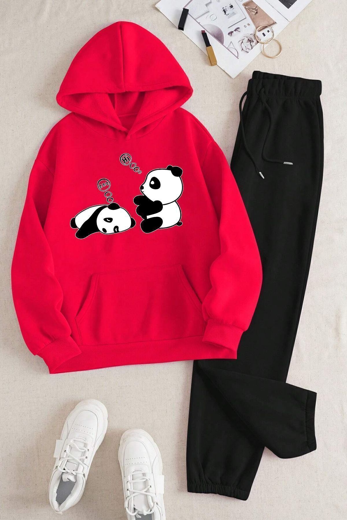uyguntarz Wygodny Dres Unisex Z Nadrukiem Sleepy Panda Unisex - XL