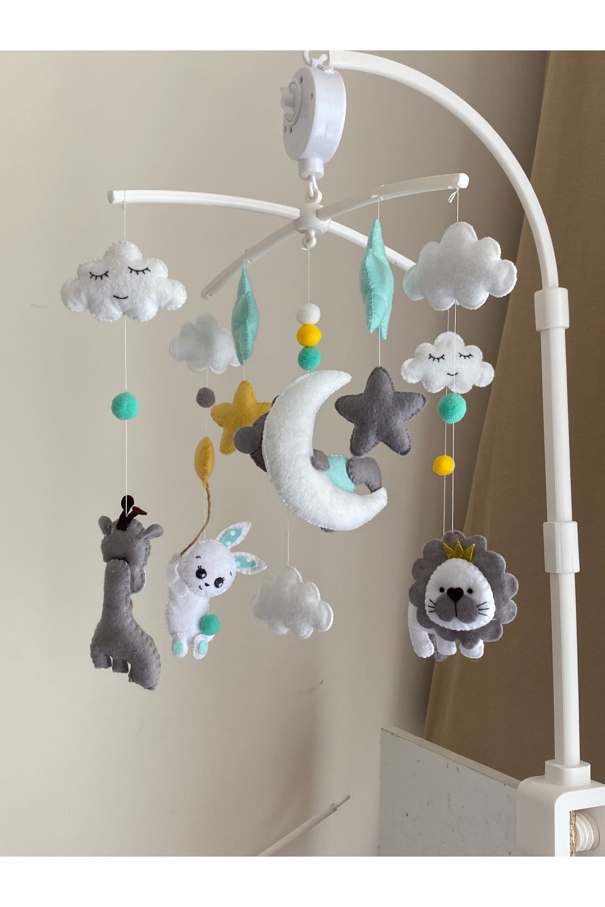 SefDen Lazer Kesim Atölyesi (Müzik - Aparat Dahil)Karışık hayvan figürlü el yapımı kız veya erkek bebek beşik dönencesi fotoğrafı 4 (önizleme)