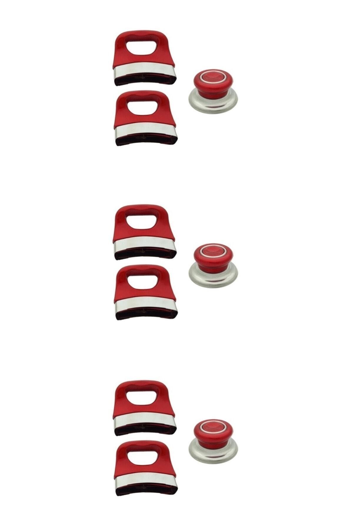 Gökay sürmene-Set of 3 Red Pots and Handles - Pan Handle 1