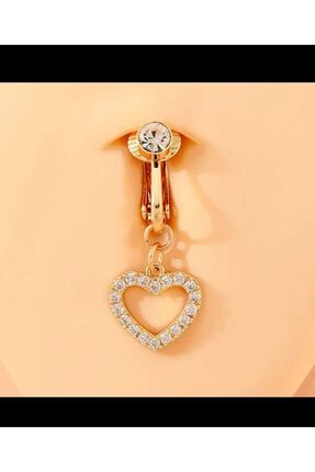 Arescollection delik gerektirmeyen sallantılı taşlı sahte göbek piercingi