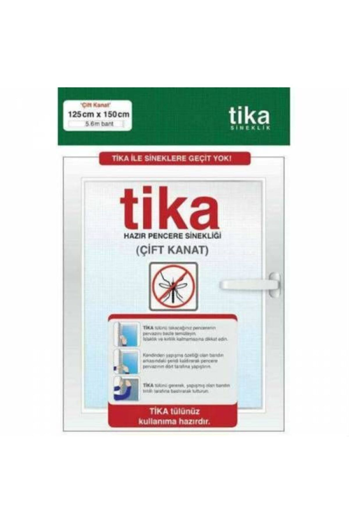 tika 3 Adet 125*150 cm Çift Kanat Tül Pencere Kapı Sineklik