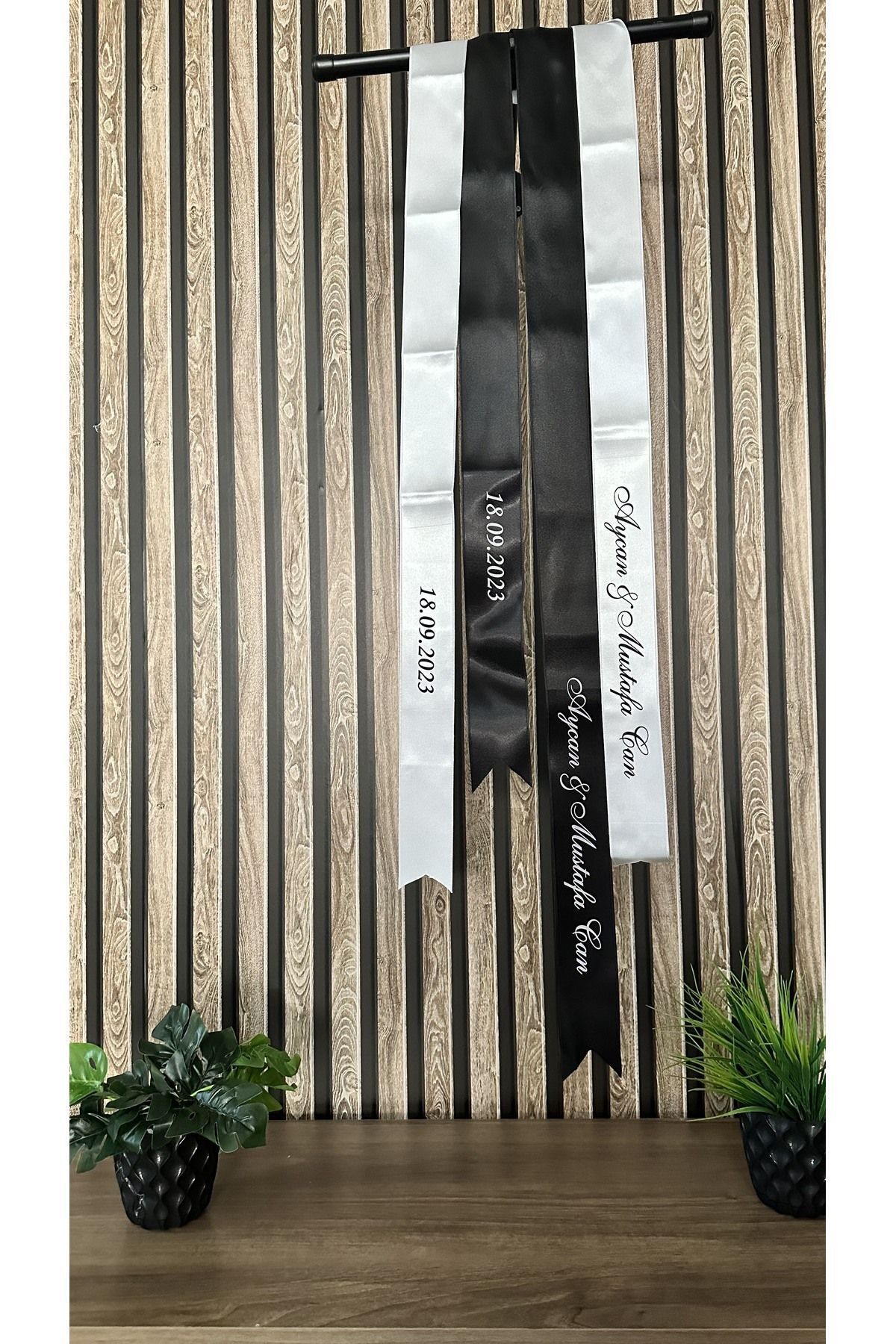 Engagement Wedding Bride Groom Jewelry Ribbon Ceremonial Ribbon Satin Black & White Ribbon 2 Mt