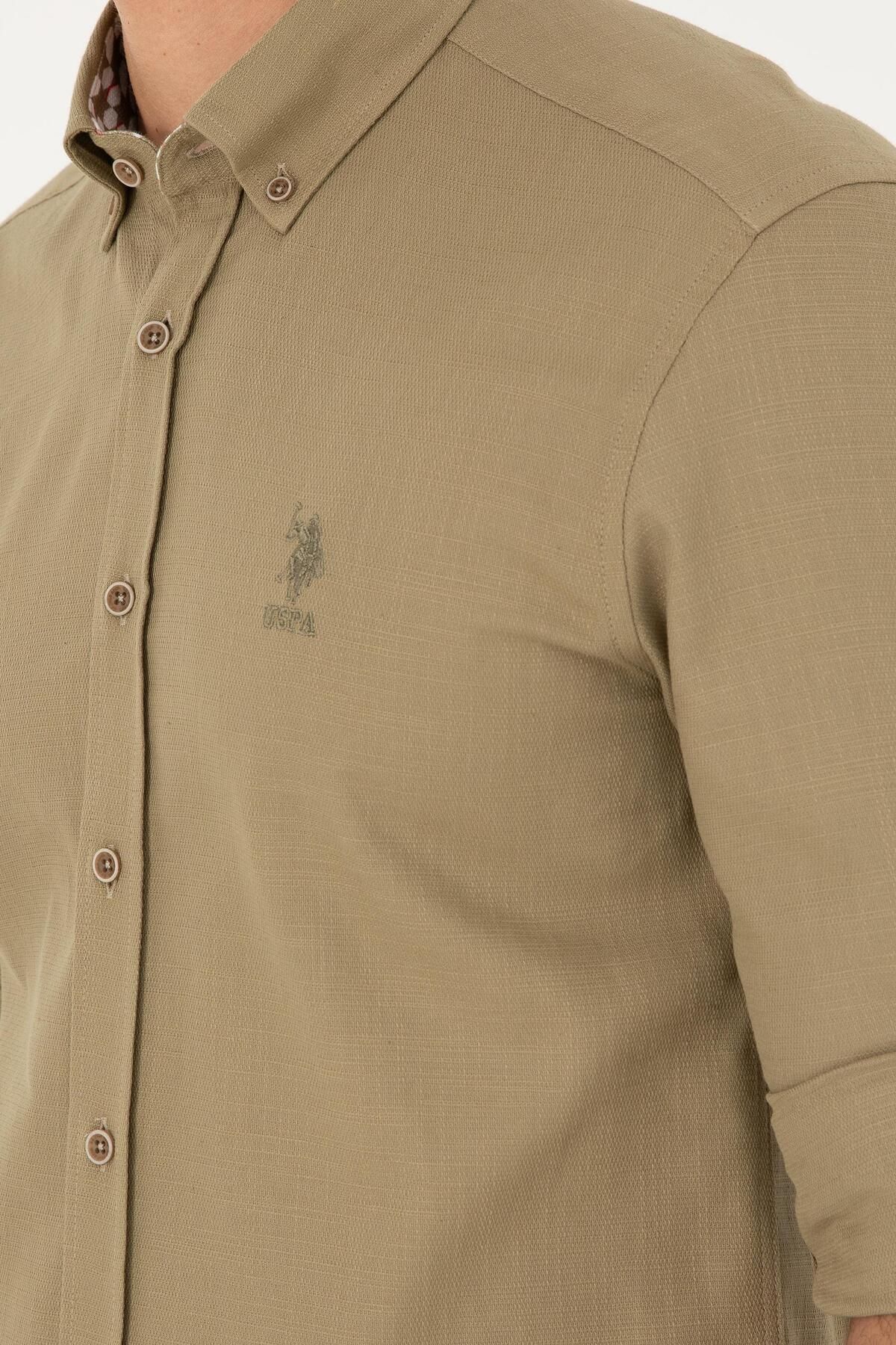 پیراهن مردانه خاکی یو اس پولو | G081SZ004.000.1837940 اورجینال - تصویر 7