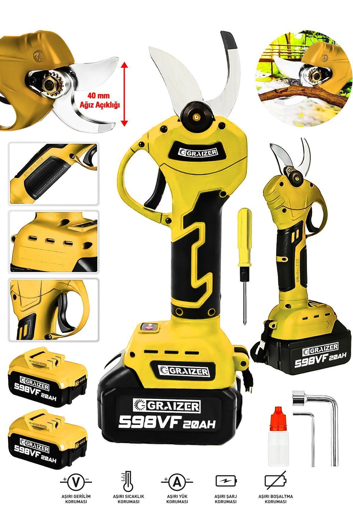 クリサワブラン2024 2本セット Graizer 598 Vf 20 Ah Çift Akülü Çelik Şanzuman Göstergeli Şarjlı
