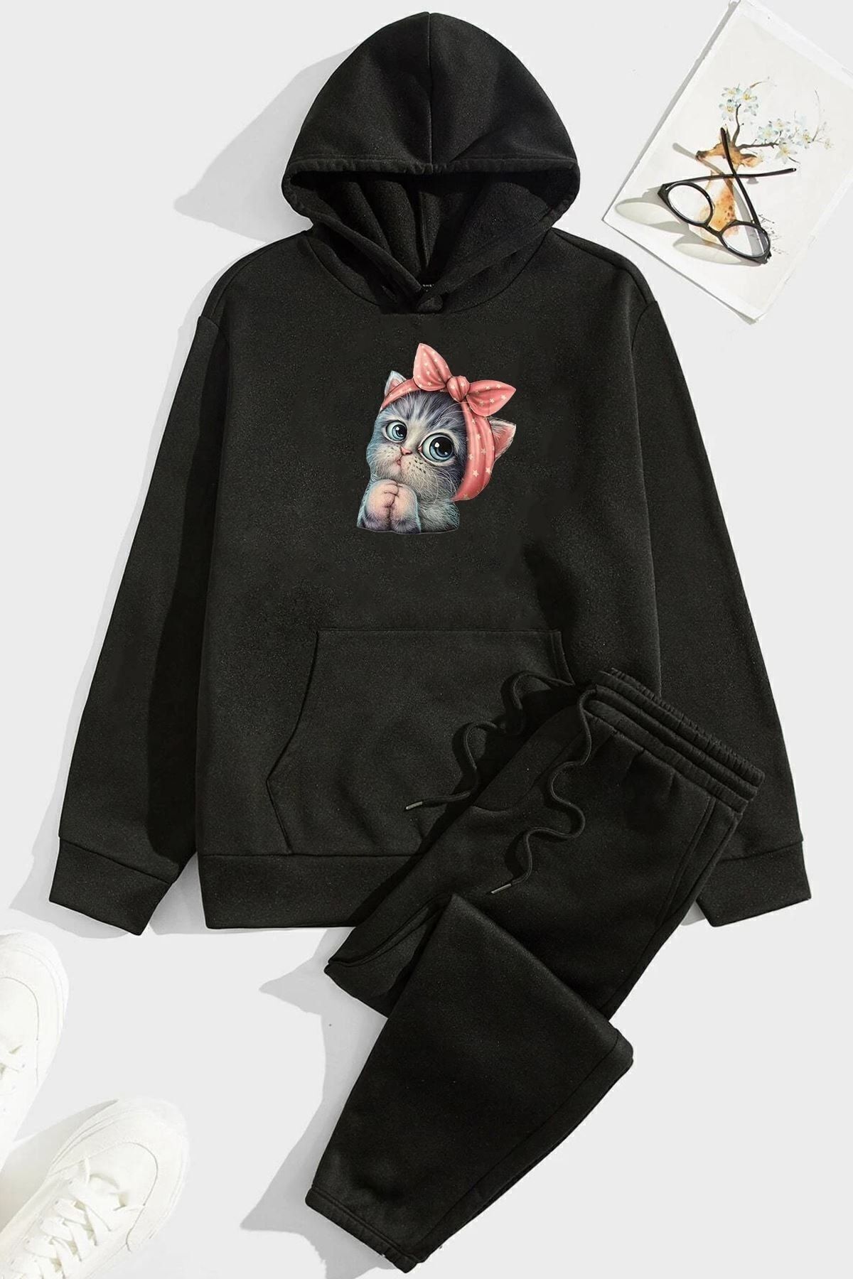 uyguntarz Zestaw Dresowy Unisex Ze Słodkim Kotem Unisex - 40