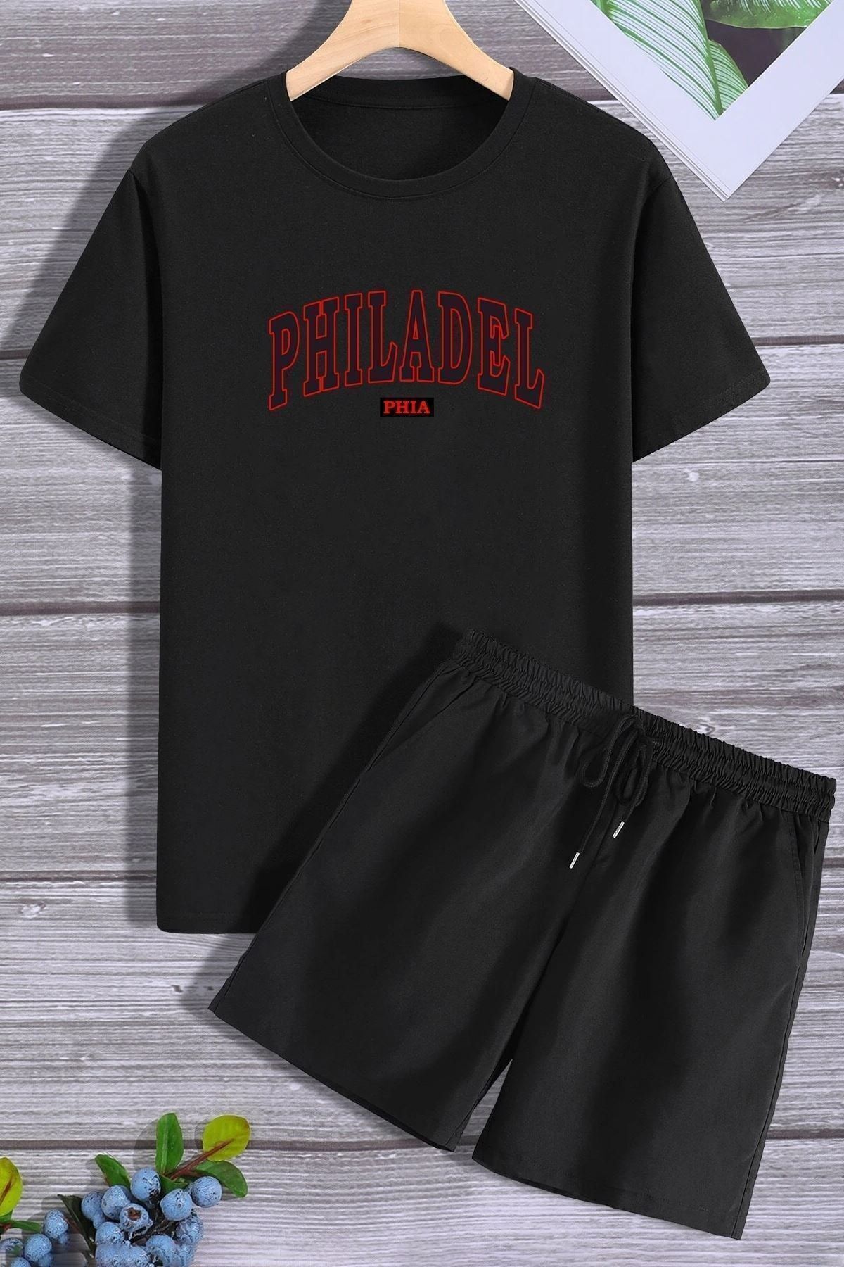 trendypassion Zestaw Dresowy Z Wygodnymi Spodenkami I T-shirtem Phıdelphia Unisex - 40