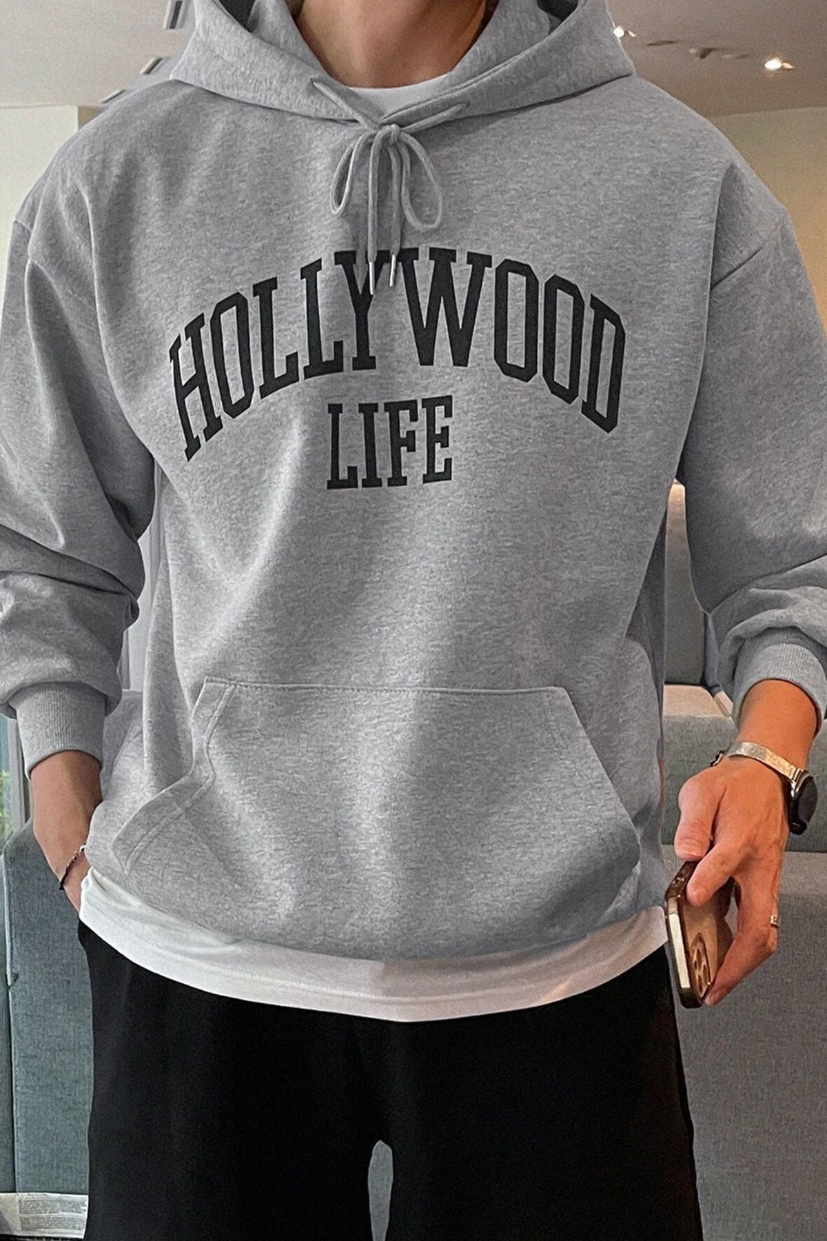uyguntarz-Pánská oversize mikina Hollywood Life Printed 1