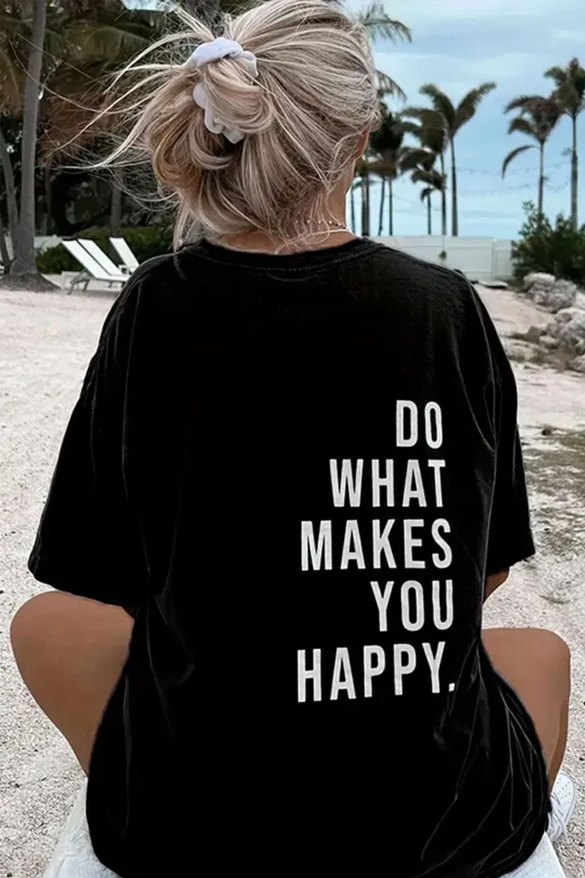 uyguntarz Unisex-Übergröße-T-Shirt „Do What“ mit Aufdruck auf der Rückseite