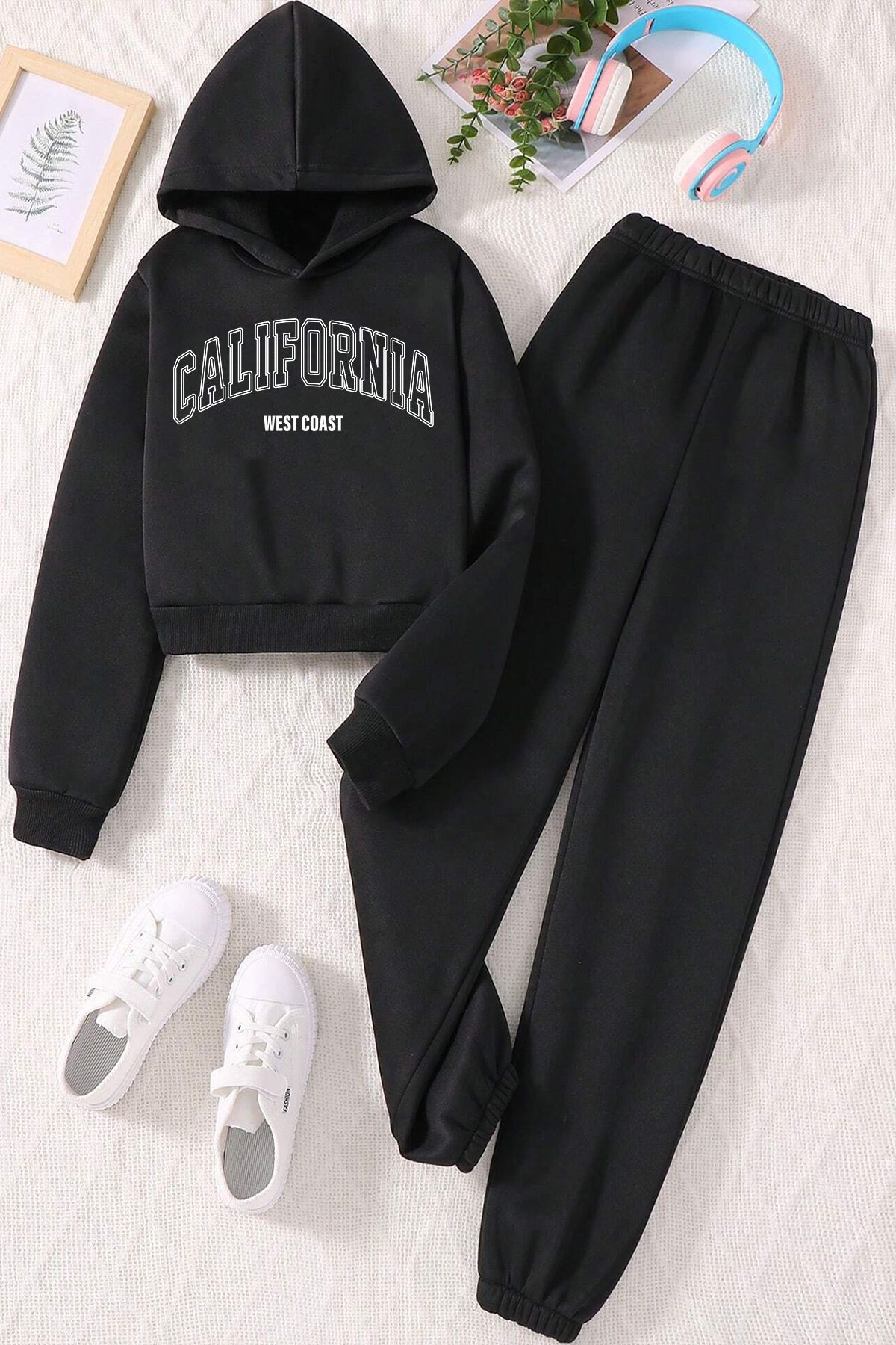 uyguntarz Wygodny Komplet Dresowy Dla Chłopców I Dziewcząt - California Printed Unisex - 9-10 lat