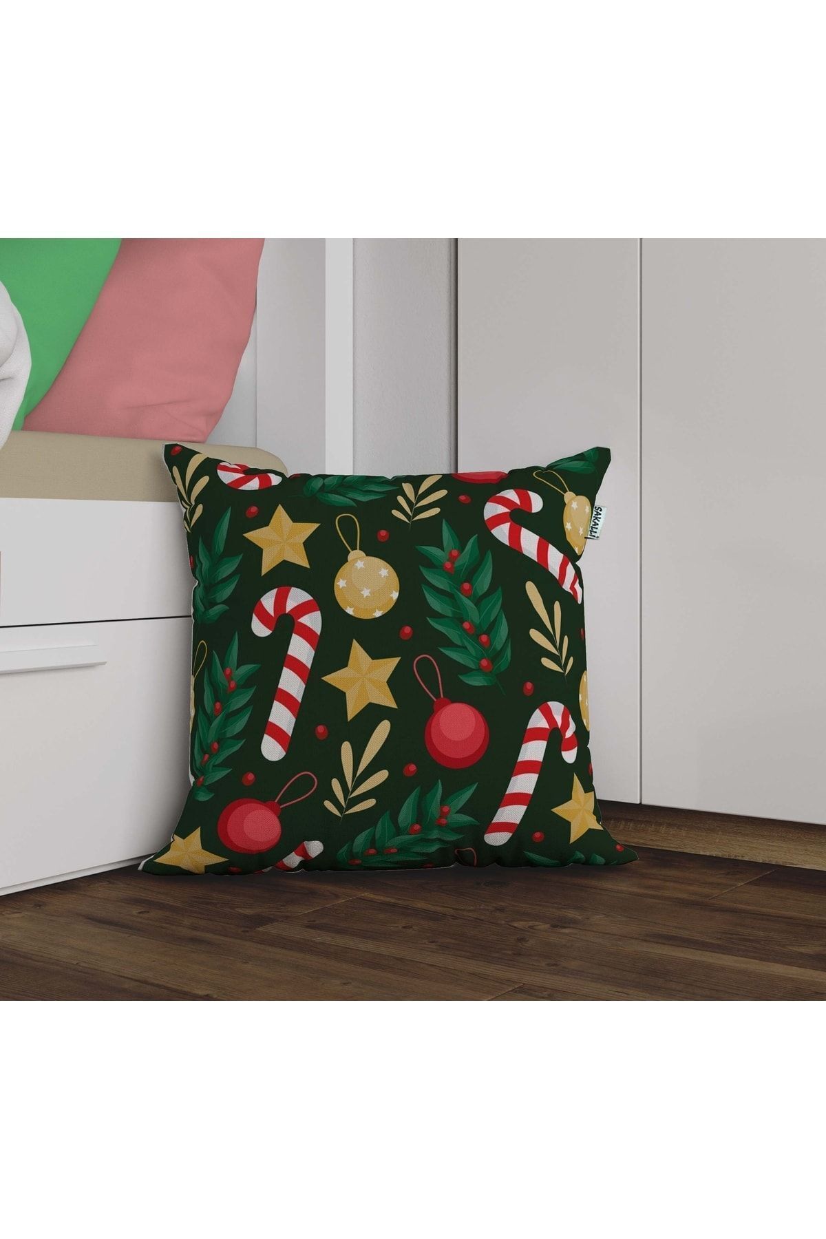 Sakallı Husă De Pernă Decorativă Cu Model De Crăciun Imprimat Digital 3d - 43 x 43
