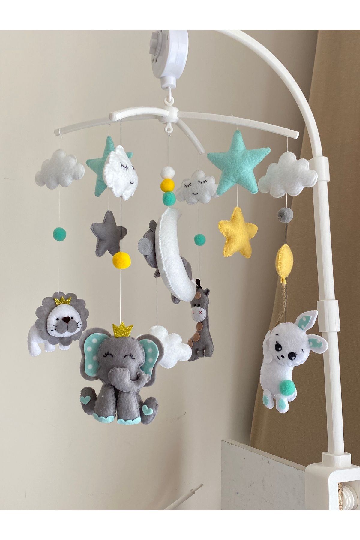 SefDen Lazer Kesim Atölyesi (Müzik - Aparat Dahil)Karışık hayvan figürlü el yapımı kız veya erkek bebek beşik dönencesi fotoğrafı 3 (önizleme)