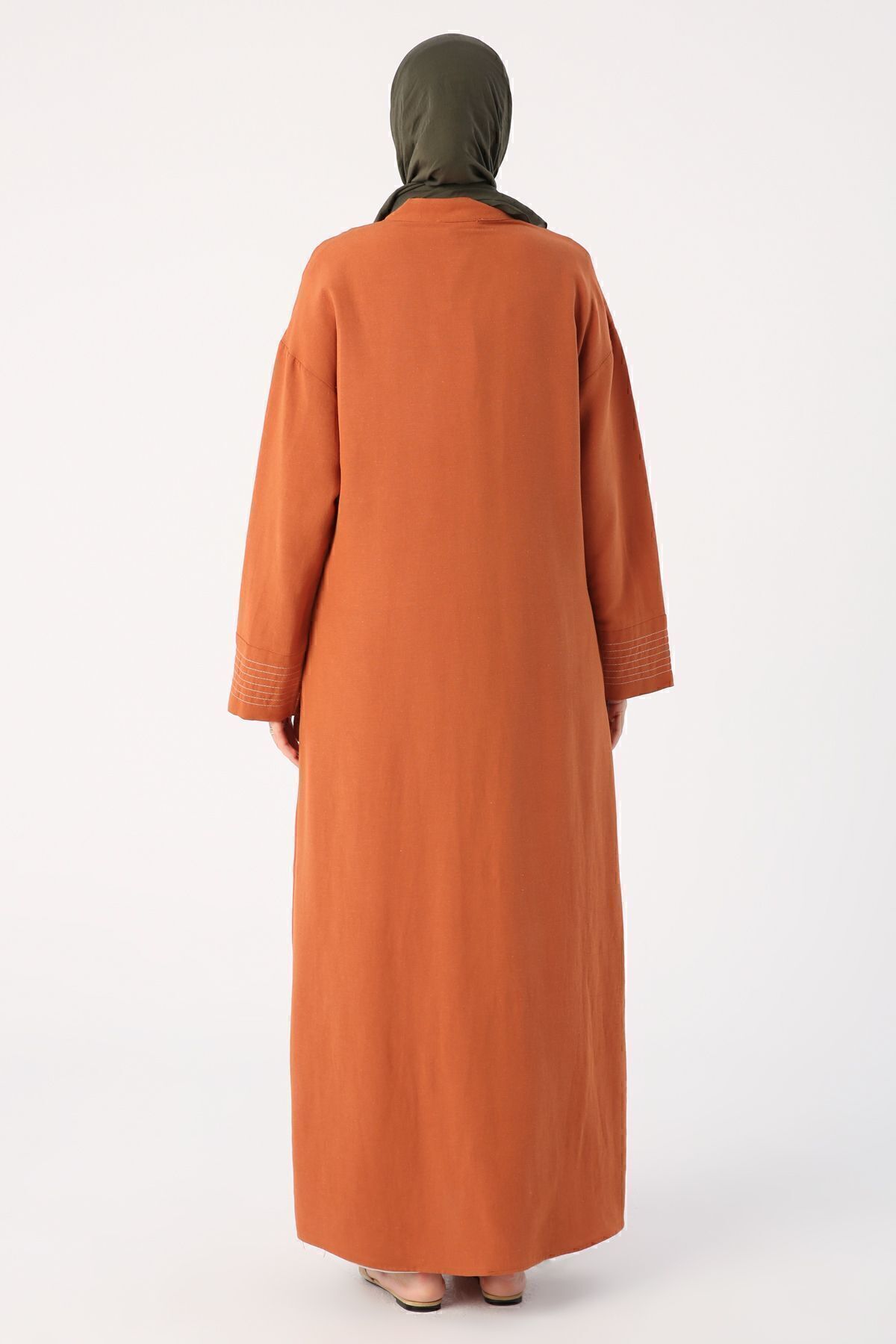 ALLDAY-Geflieste Mandarinkragen-Abaya mit Nahtdetail 3