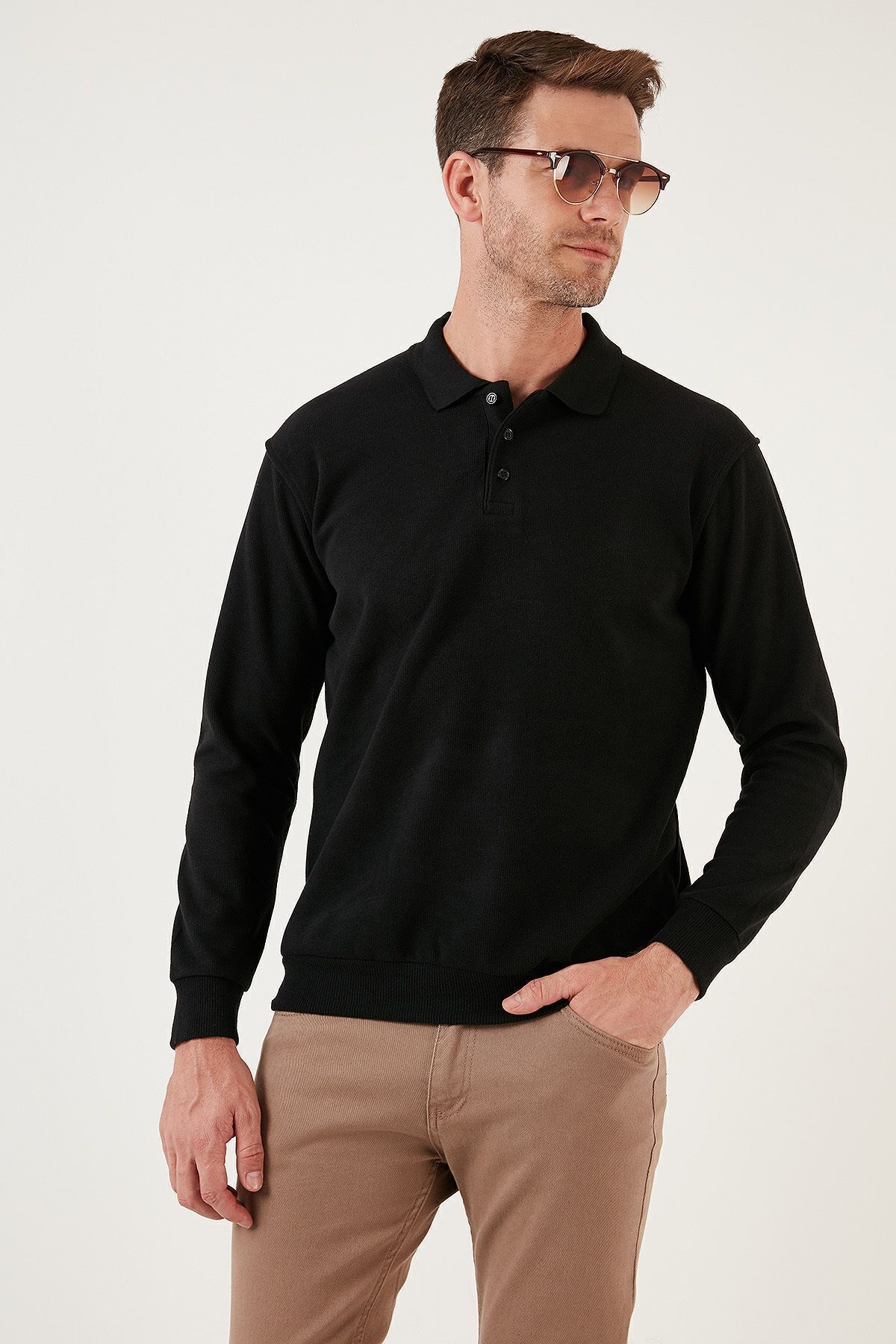 Buratti Pamuklu Regular Fit Düğmeli Polo Yaka Kazak Erkek KAZAK 4562113W4 görsel 4