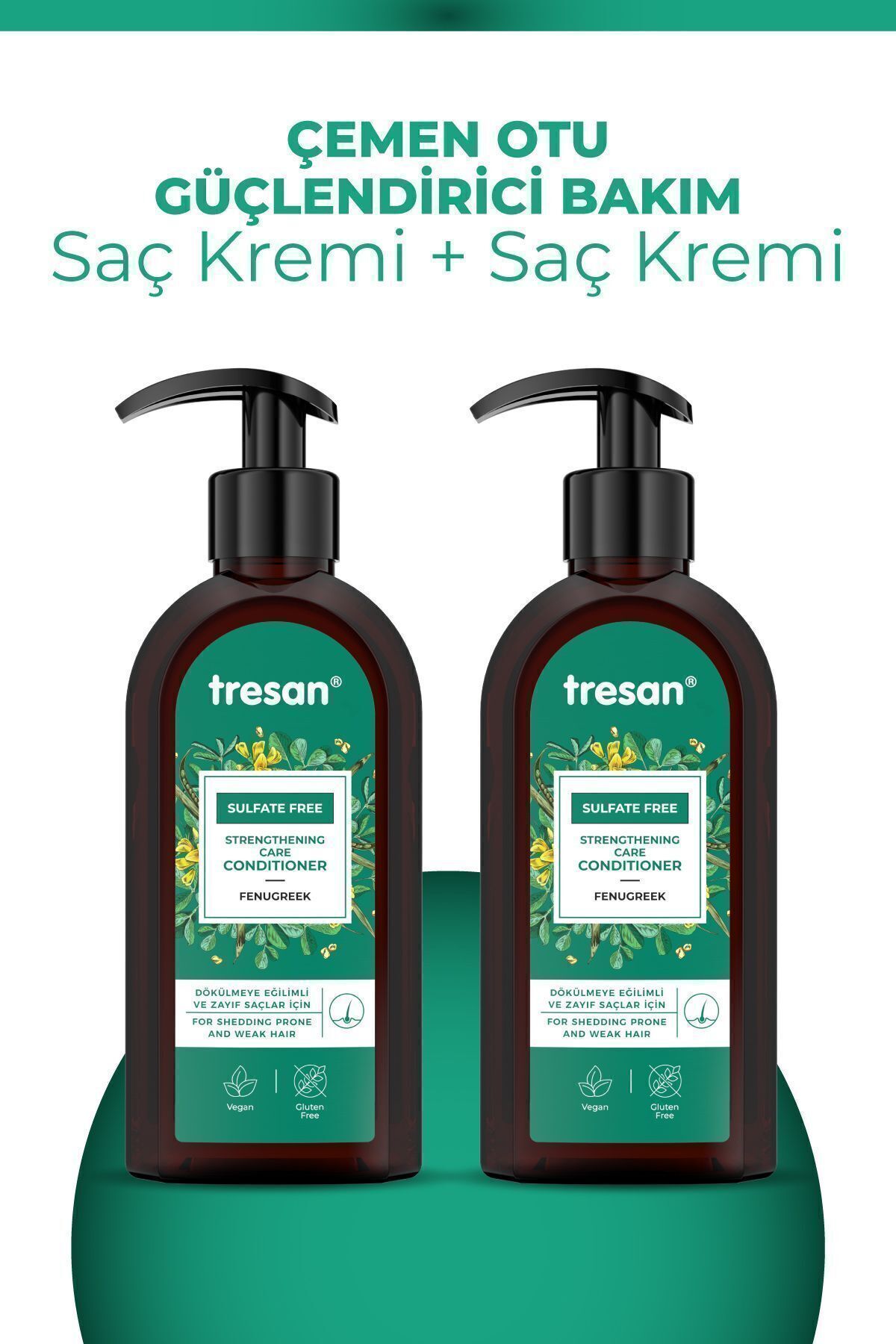 نرم کننده شنبلیله تقویت کننده بدون سولفات 300 میلی لیتر x2 عدد Tresan