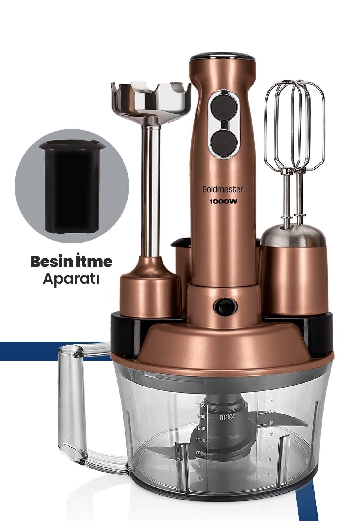 GOLDMASTER-Robotix 1000 Watt 5 In 1 Food Processor Multi Blender Set Gold 4