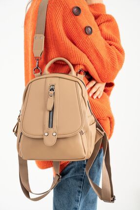 FiONA BAG Kadın Vizon Sırt Ve Omuz Çantası Taşıması Kolay Ve Çok Kullanışlı