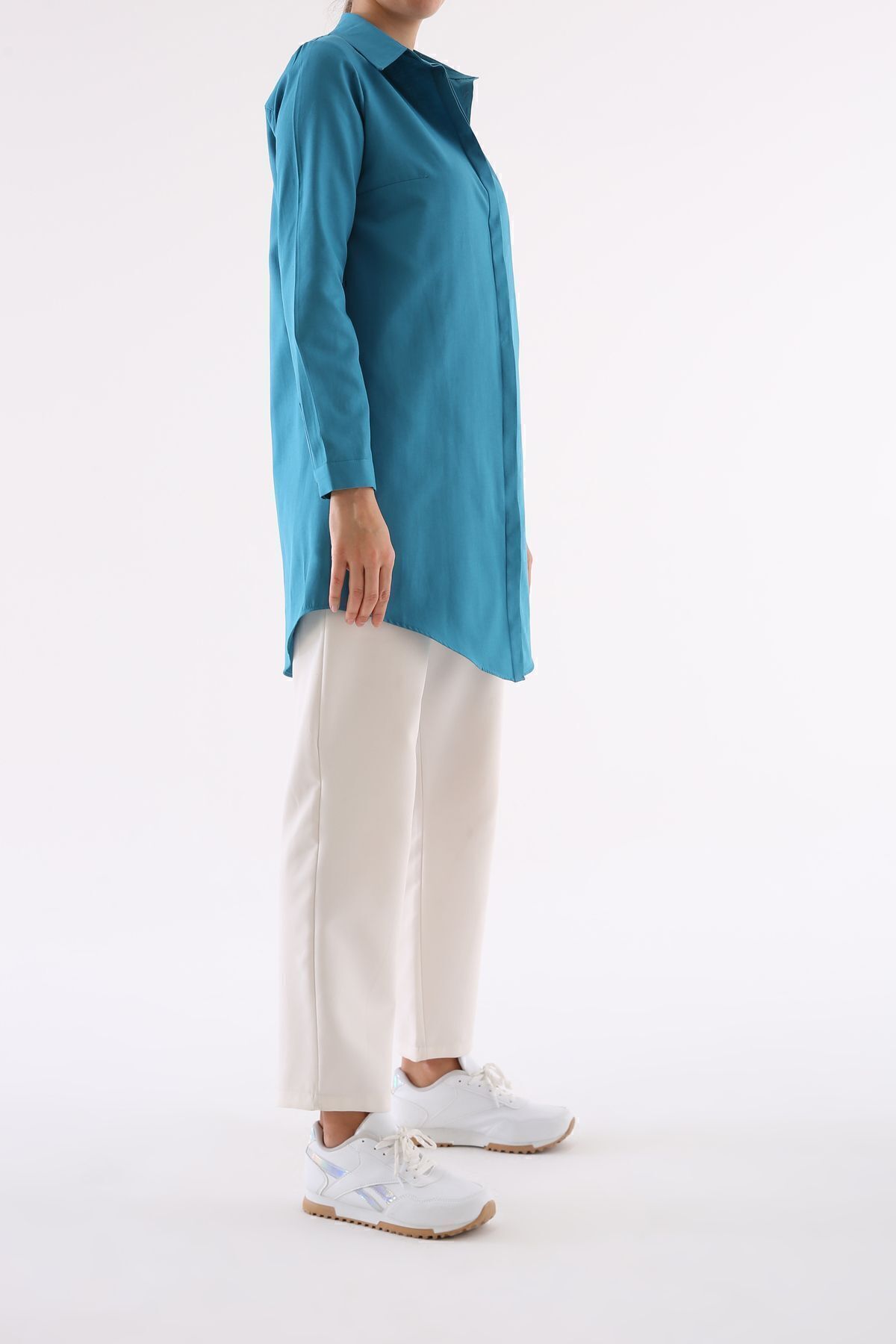 ALLDAY-Petrol Basic Hidden Placket Shirt Tunic 3