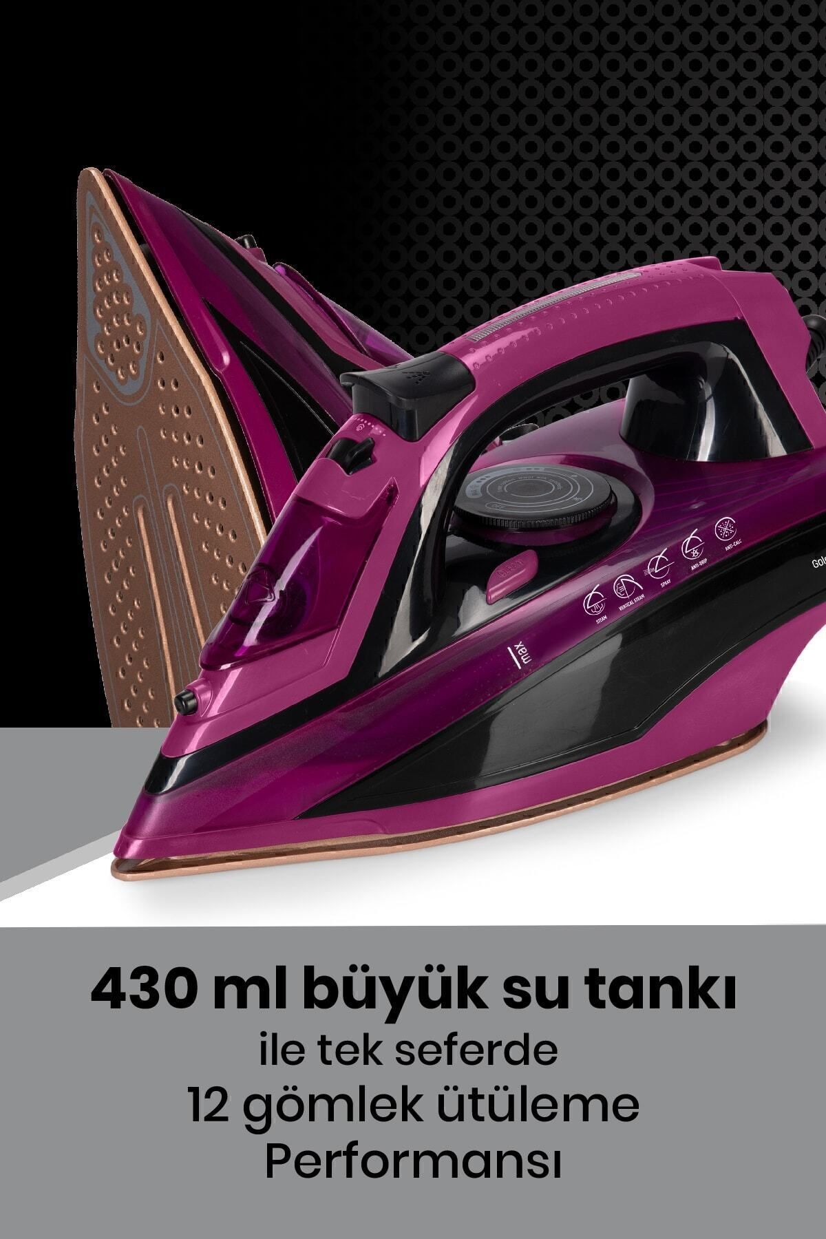 Aırjet 2400 Watt Seramik Tabanlı Geniş Su Tanklı 170 Gr Etkili Şok Buharlı Ütü 3