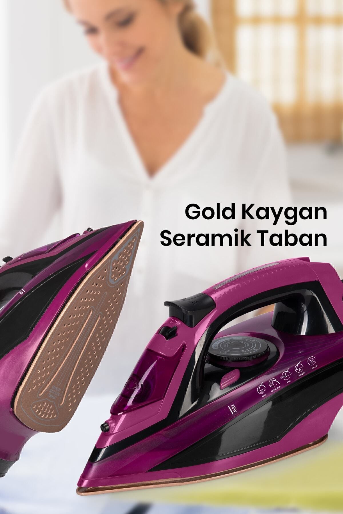 Aırjet 2400 Watt Seramik Tabanlı Geniş Su Tanklı 170 Gr Etkili Şok Buharlı Ütü 7