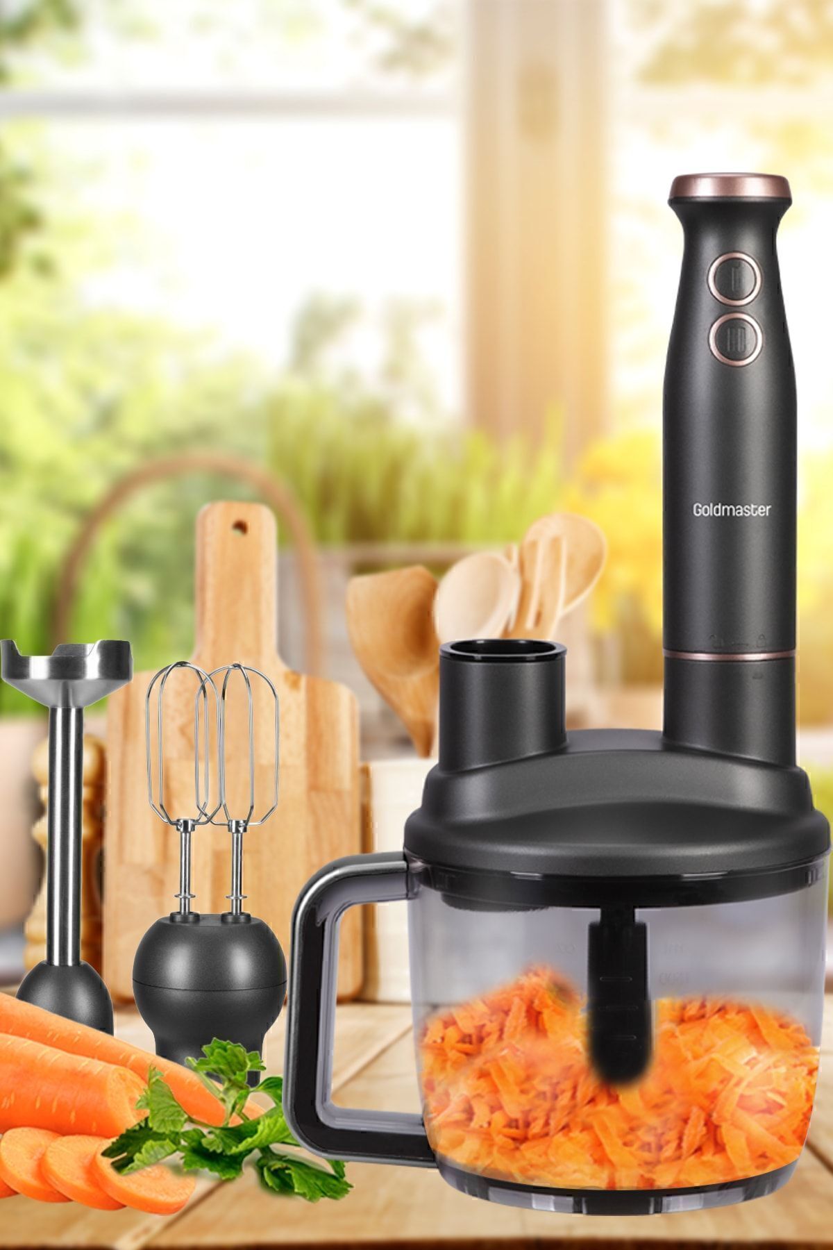 GOLDMASTER-Bestrobot Anthracite 1500 Watt 5 In 1 Food Processor Multi Blender Set 6